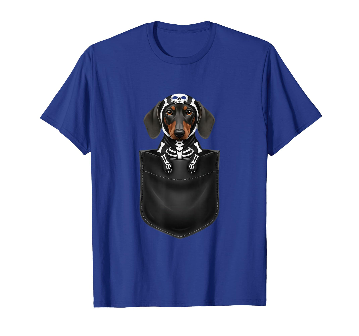 Funny Dachshund Pocket Skeleton Costume Halloween T-Shirt
