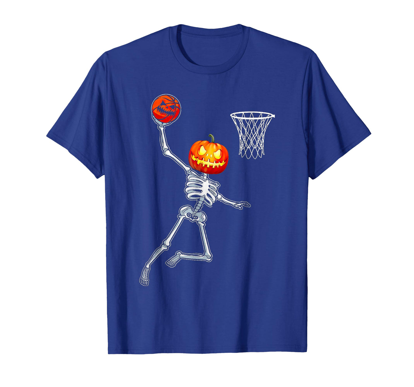 Pumpkin Skeleton Playing Basketball Halloween T-Shirt