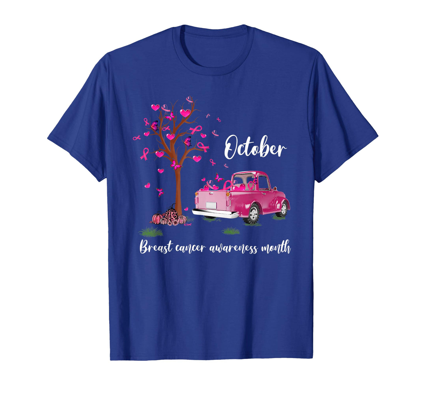 Pink Truck Pumpkin October Breast Cancer Awareness Month T-Shirt