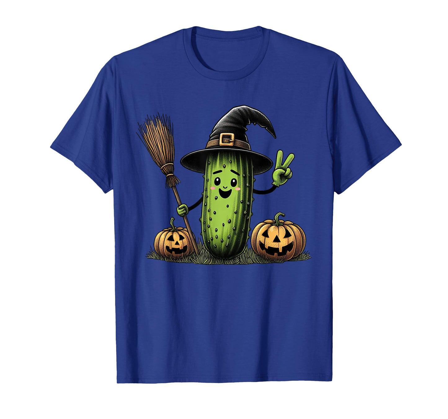 Funny Pickle Witch Pumpkin Halloween Mens Womens Kids T-Shirt