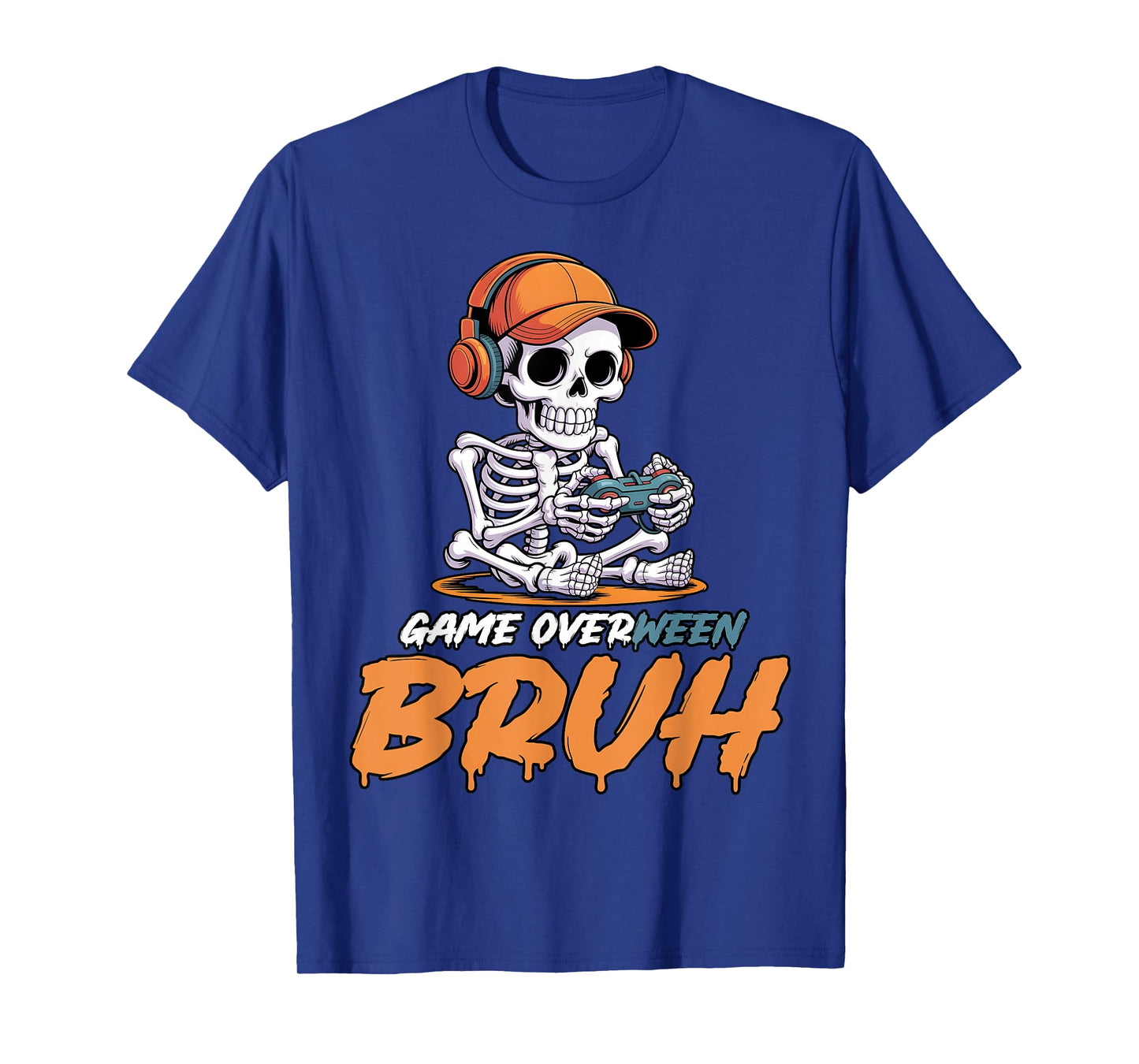 Halloween Skeleton Gamer Game Overween Bruh Boys Men T-Shirt