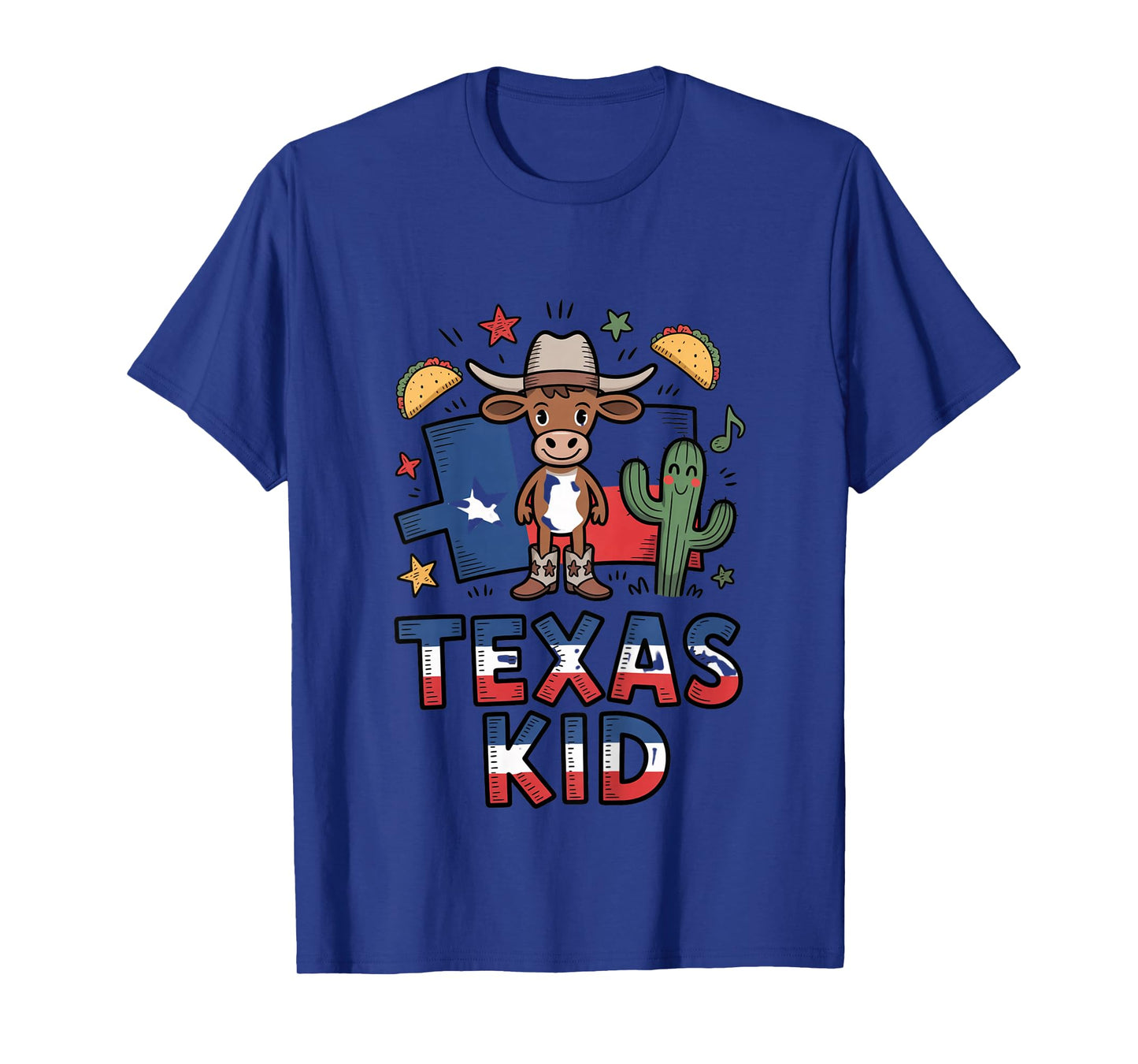 Texas Kid Cute Cow Design Western Theme Boys Kids T-Shirt