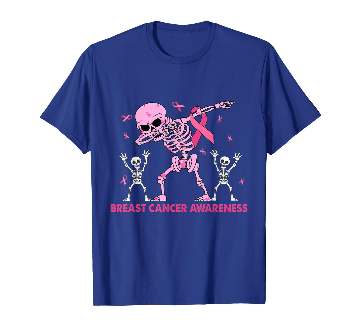 Dabbing Skeleton Halloween Pink Ribbon Breast Cancer Fighter T-Shirt
