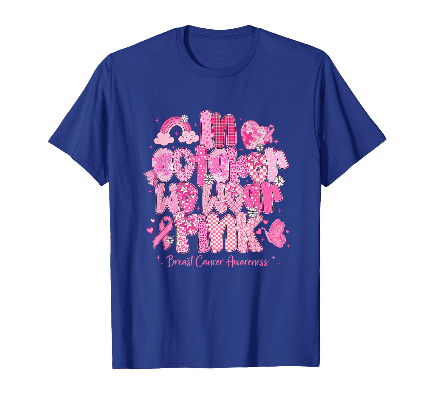 In October We Wear Pink Coquette Bow Breast Cancer Womens T-Shirt
