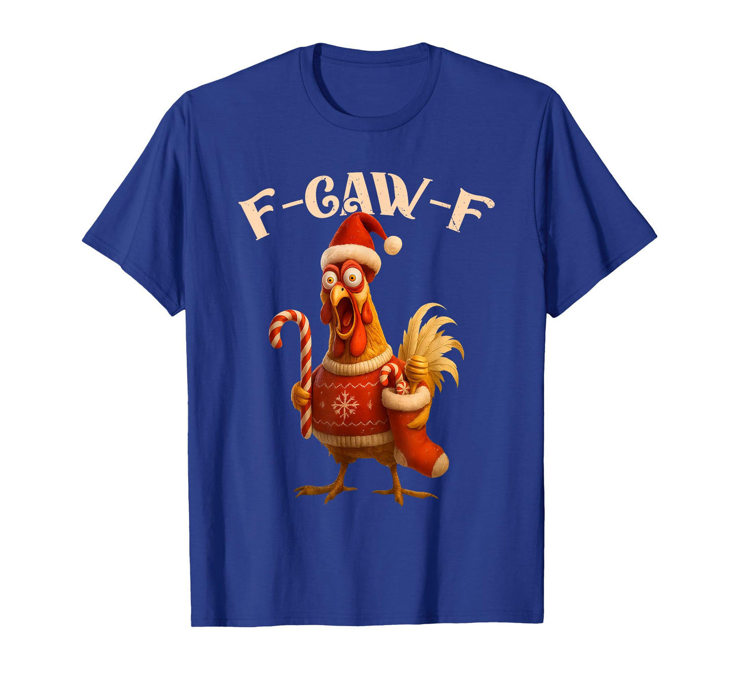 Merry F-Caw-F Chicken Rooster Xmas Christmas Pajamas Holiday T-Shirt