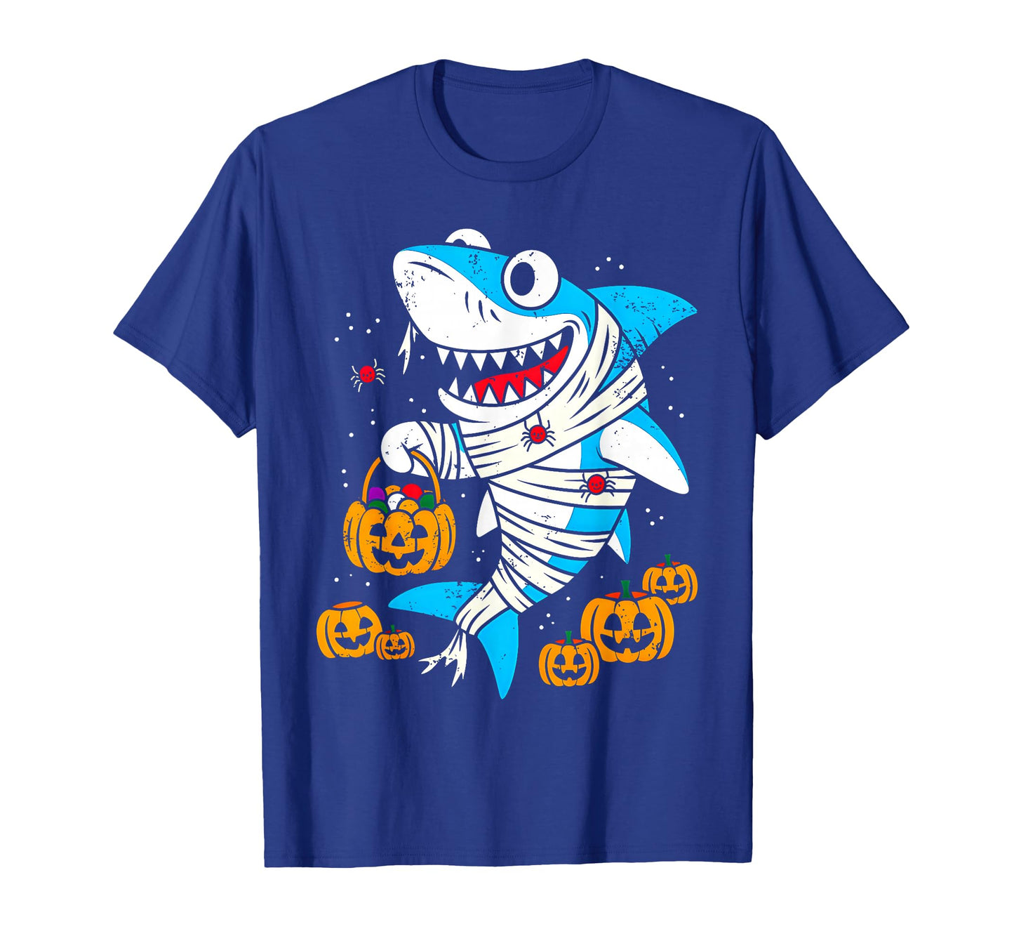Mom Mummy Shark Pumpkin Spider Treats Funny Fish Halloween T-Shirt