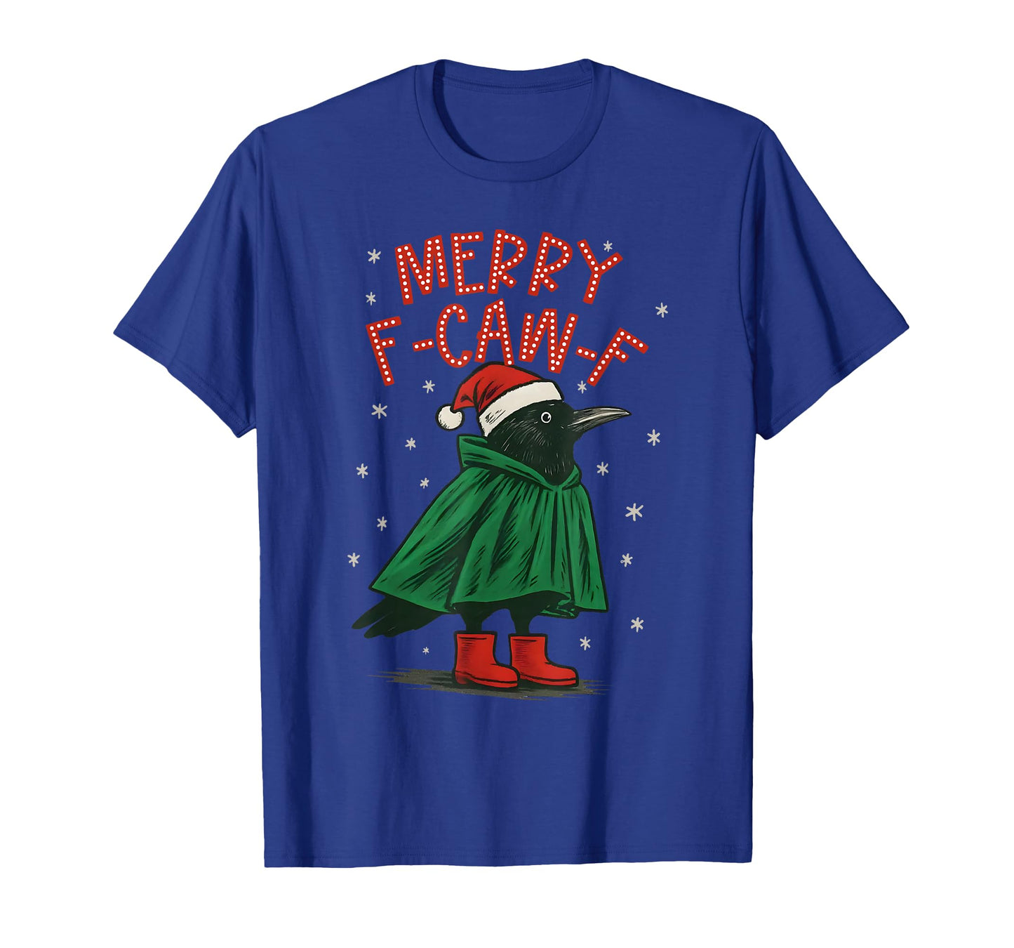 Funny Christmas F-Caw-F Holiday Cute Black Bird Santa Hat T-Shirt