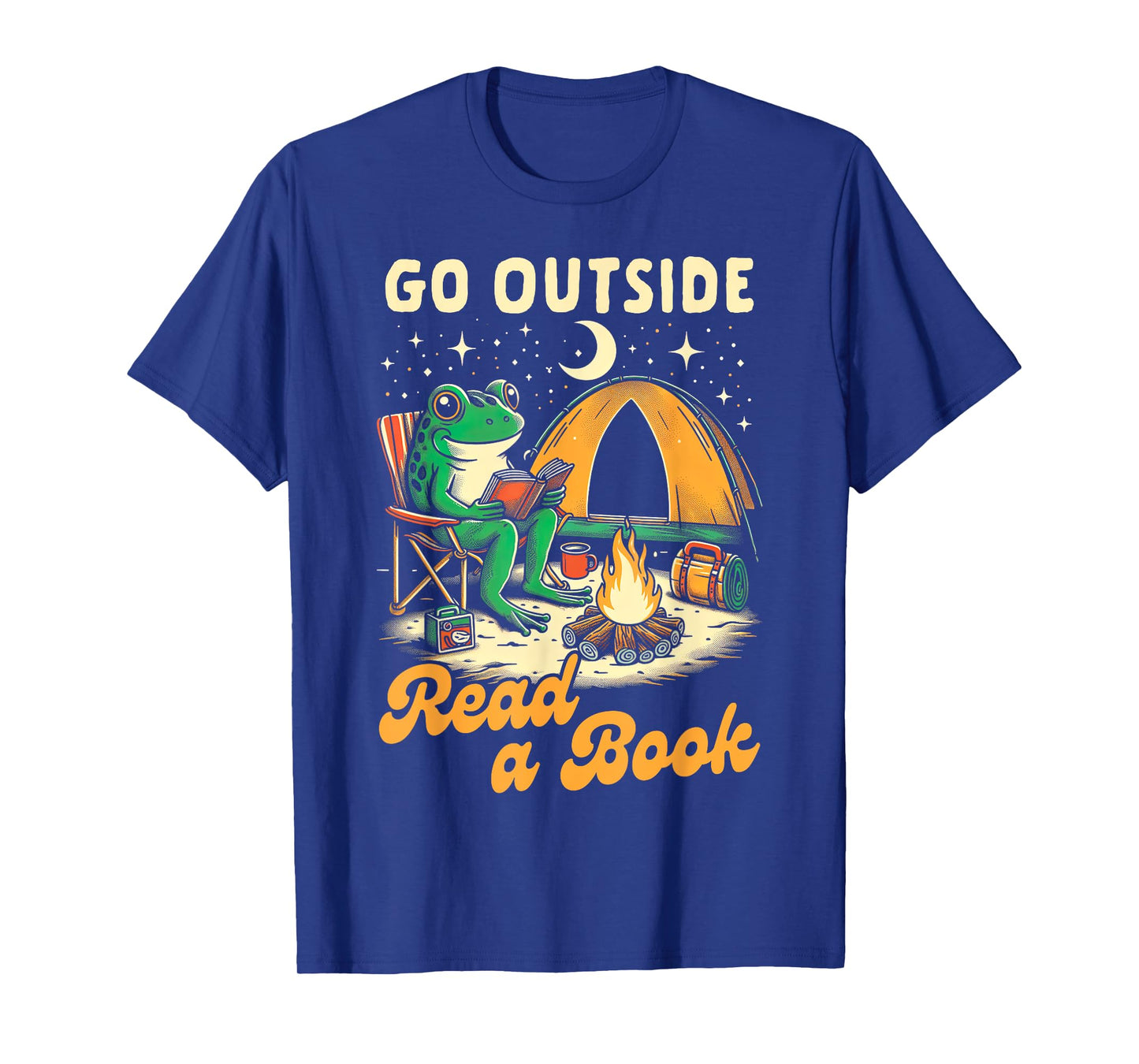 Camping Lover Camper Frog Reading Go Outside Reads A Book T-Shirt