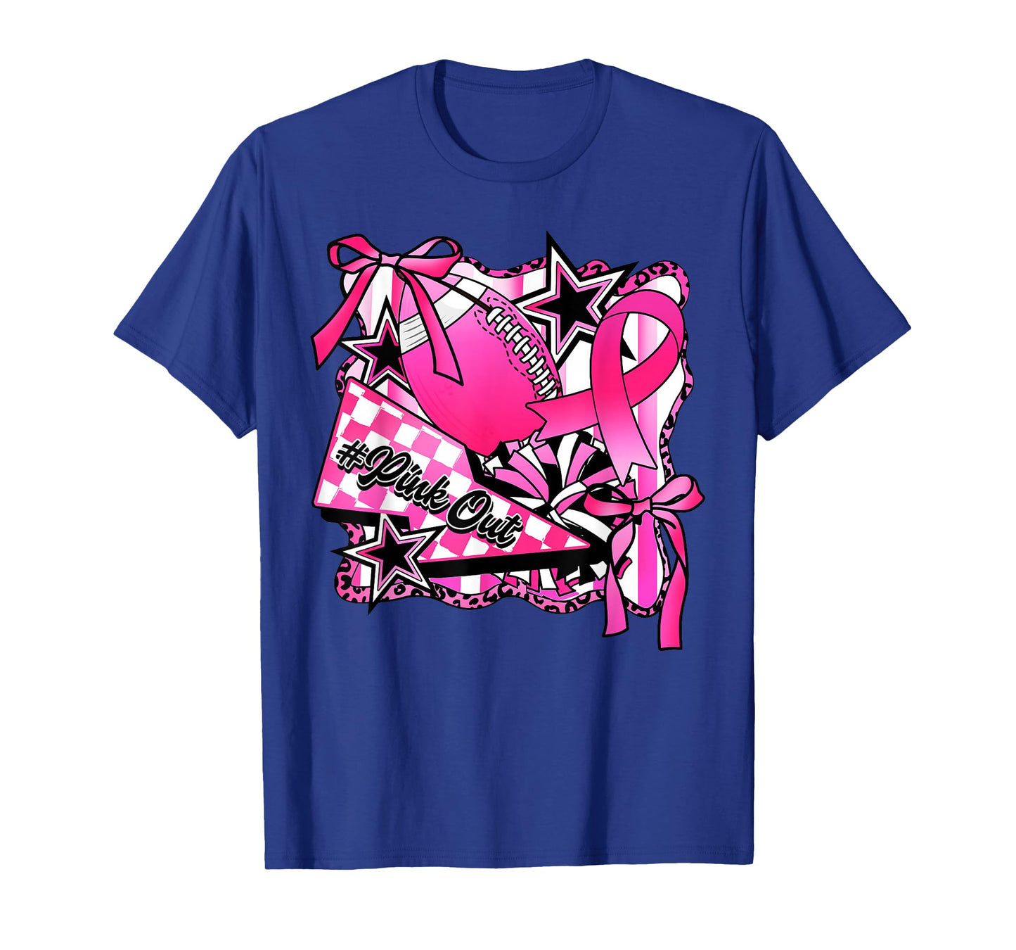 Pink Out Football Breast Cancer Awareness Support Ribbon T-Shirt