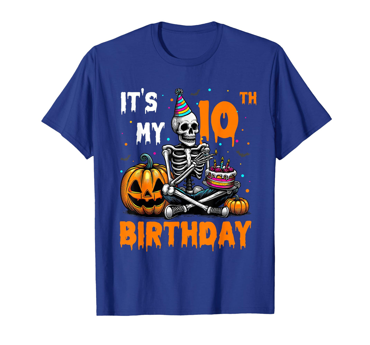 Skeleton 10th Birthday Halloween Party Kids 10 Years Gift T-Shirt