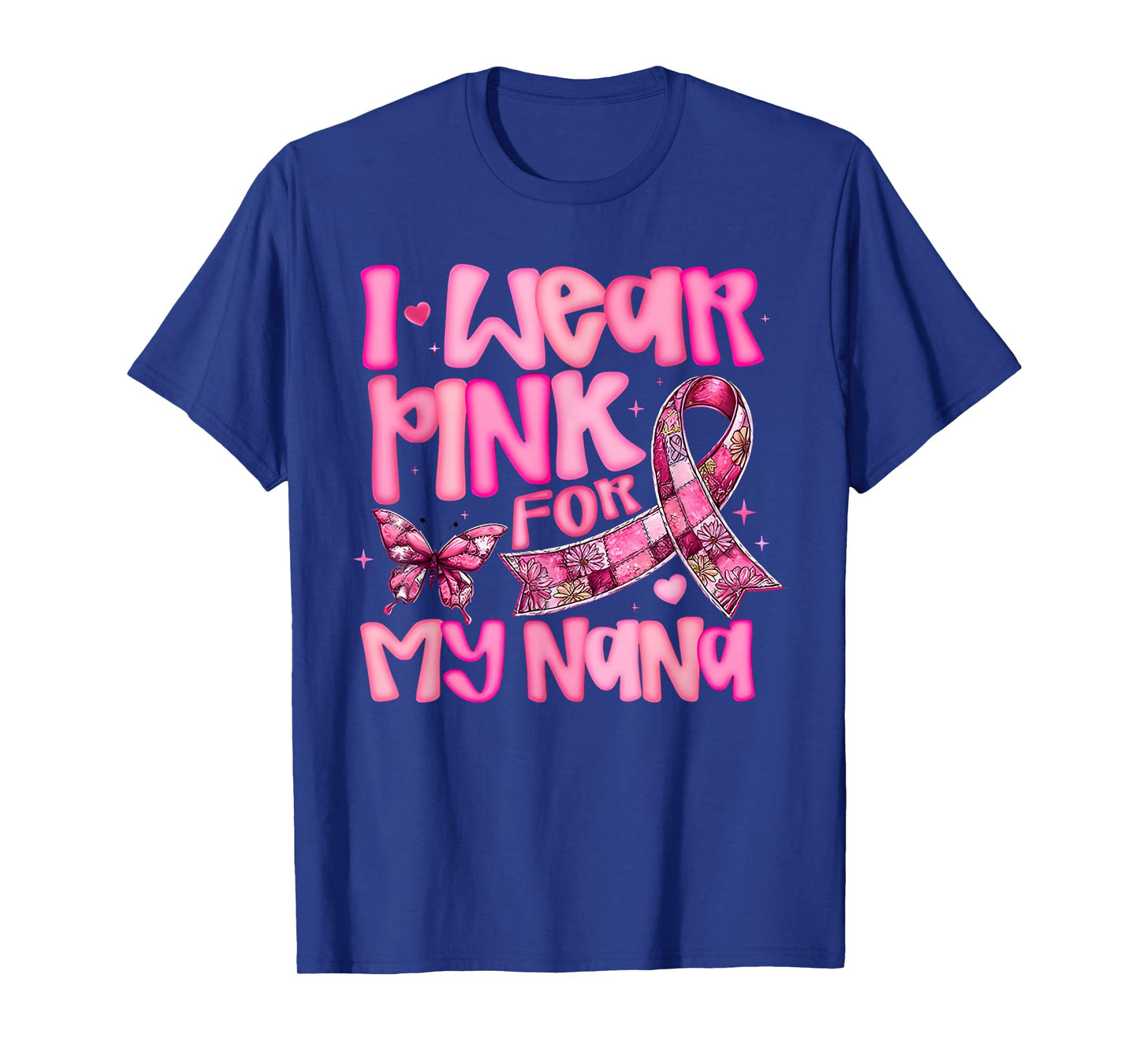 I Wear Pink for My Nana Breast Cancer Awareness Butterfly T-Shirt