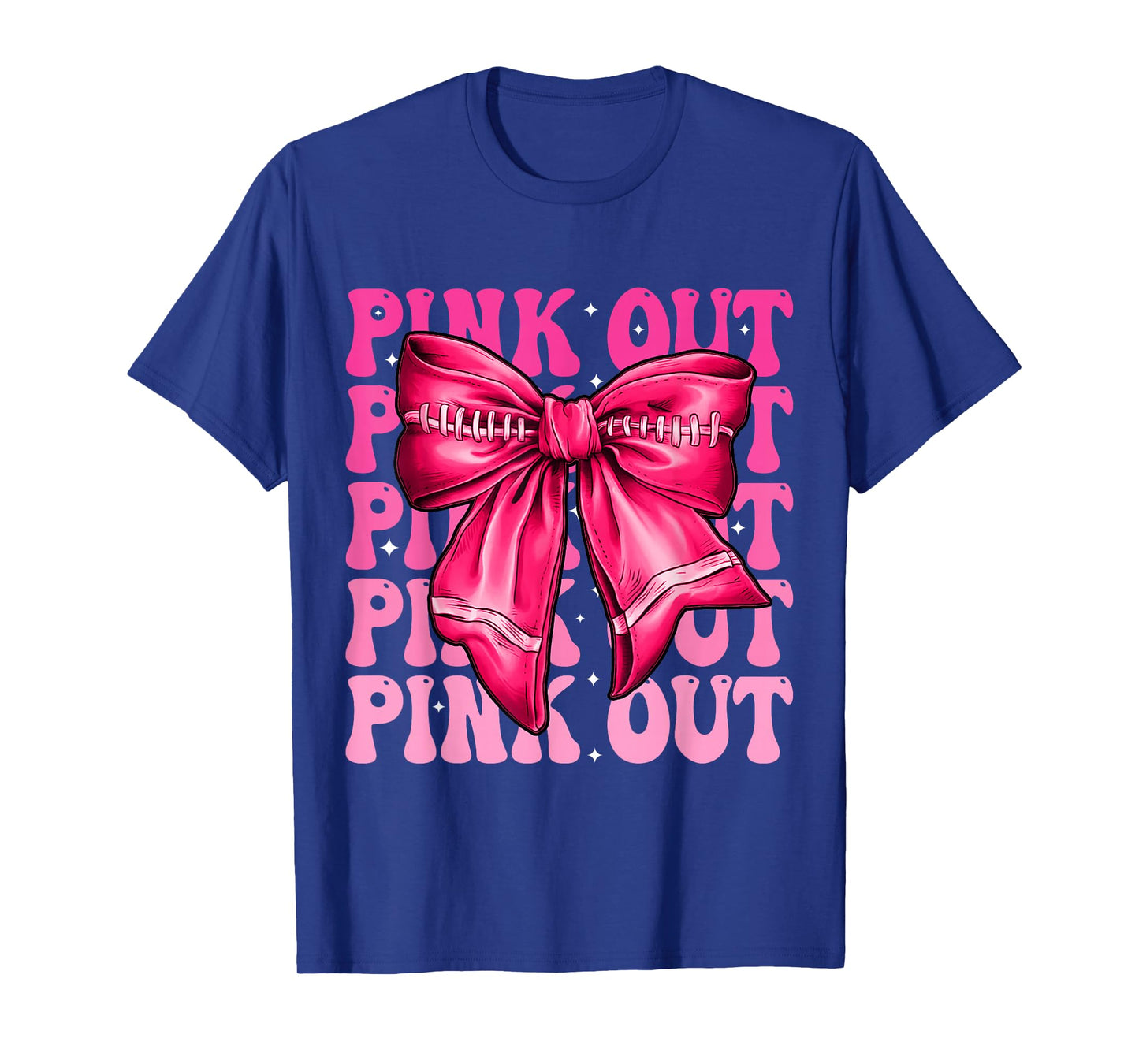 Pink Out Breast Cancer Football Coquette Bow Mom Girls Women T-Shirt
