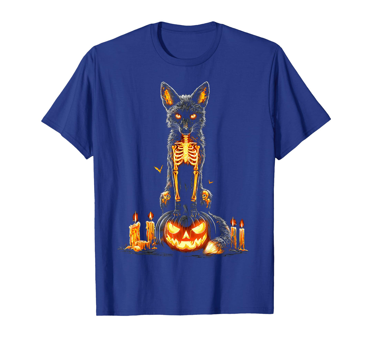 Halloween Fox Pumpkin Skeleton Candles Bat Animal Halloween T-Shirt