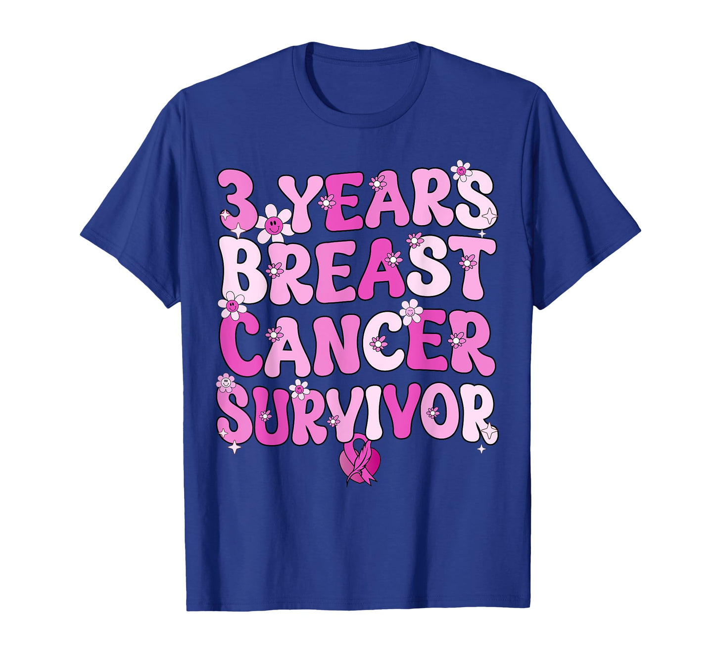 Groovy 3 Year Breast Cancer Survivor Breast Cancer Awareness T-Shirt