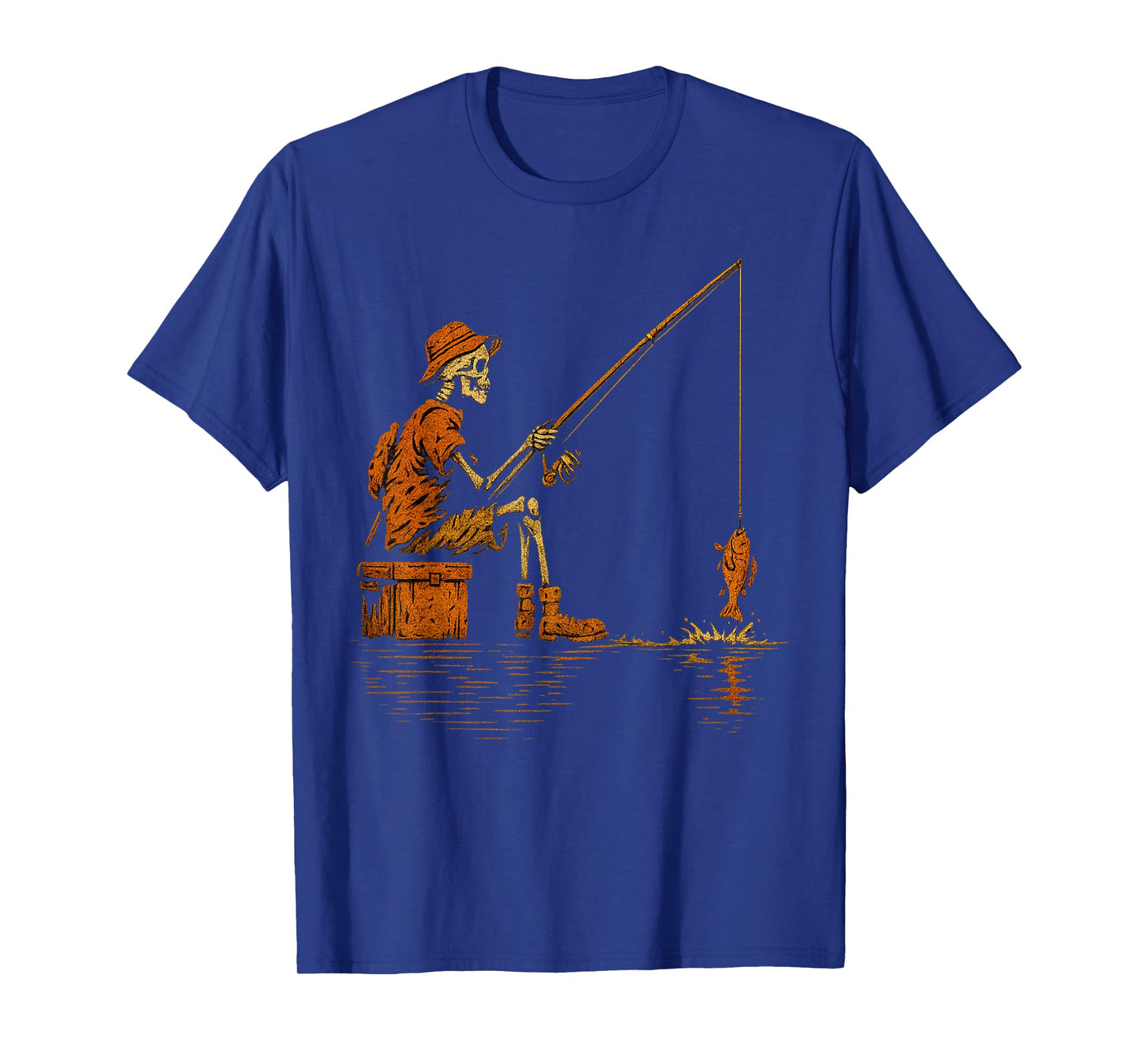 Vintage Halloween Skeleton Fishing Funny Spooky Costume T-Shirt