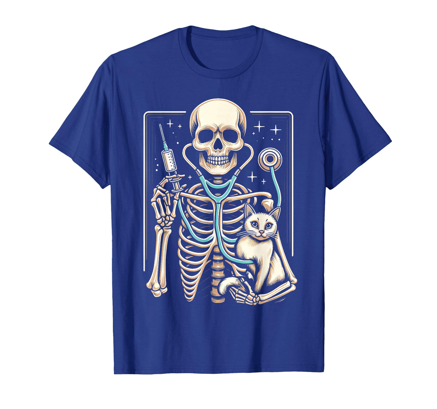 Skeleton Hug Cat Vet Tech Veterinarian Veterinary Halloween T-Shirt