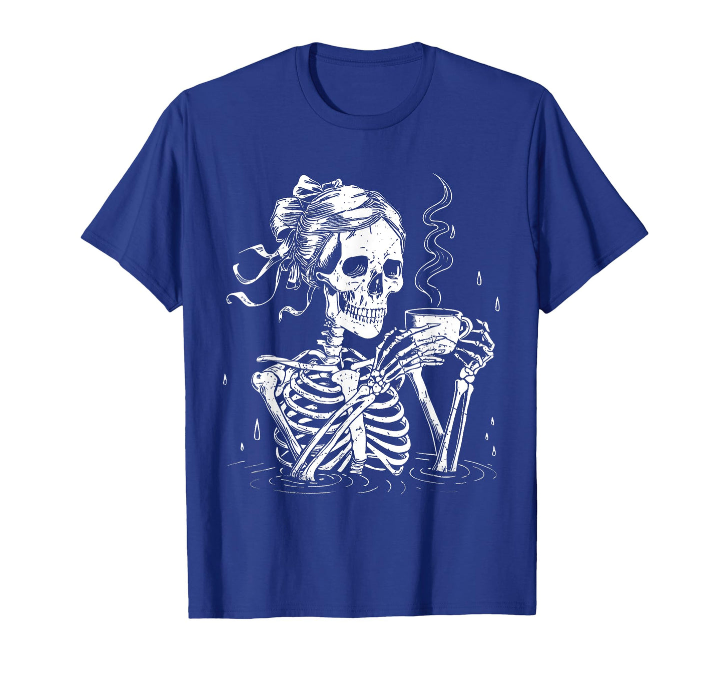 Halloween Skeleton Messy Bun Coffee Funny Costume Mom Women T-Shirt