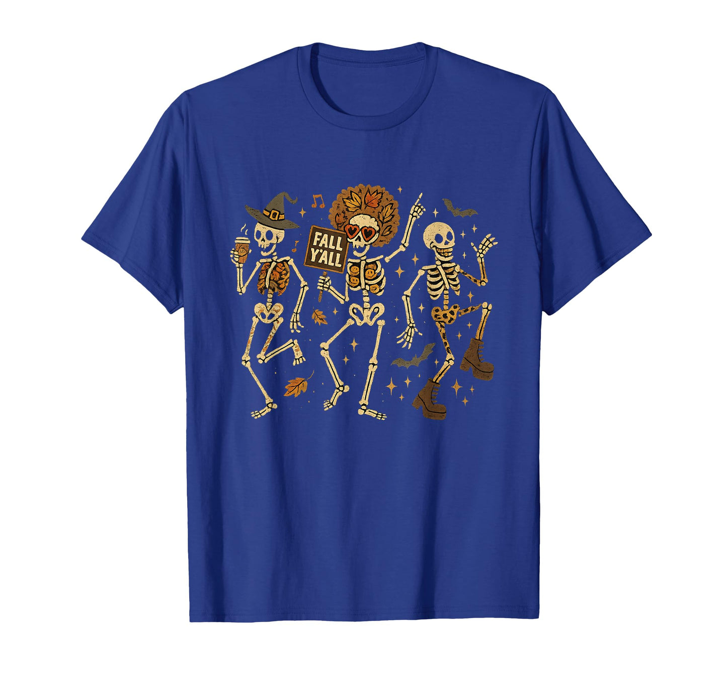 Dancing Skeletons Funny Fall Y’All Autumn Cozy Season T-Shirt