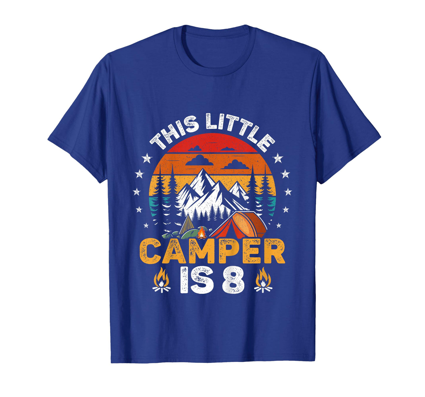 Kids This Little Camper is 8 Year Old Camping 8th Birthday Party T-Shirt