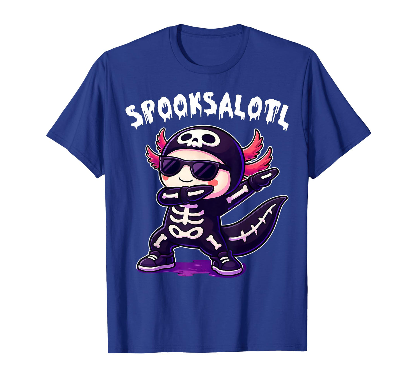 Cute Axolotl Skeleton Spooksalotl Halloween Kids Boys Girls T-Shirt