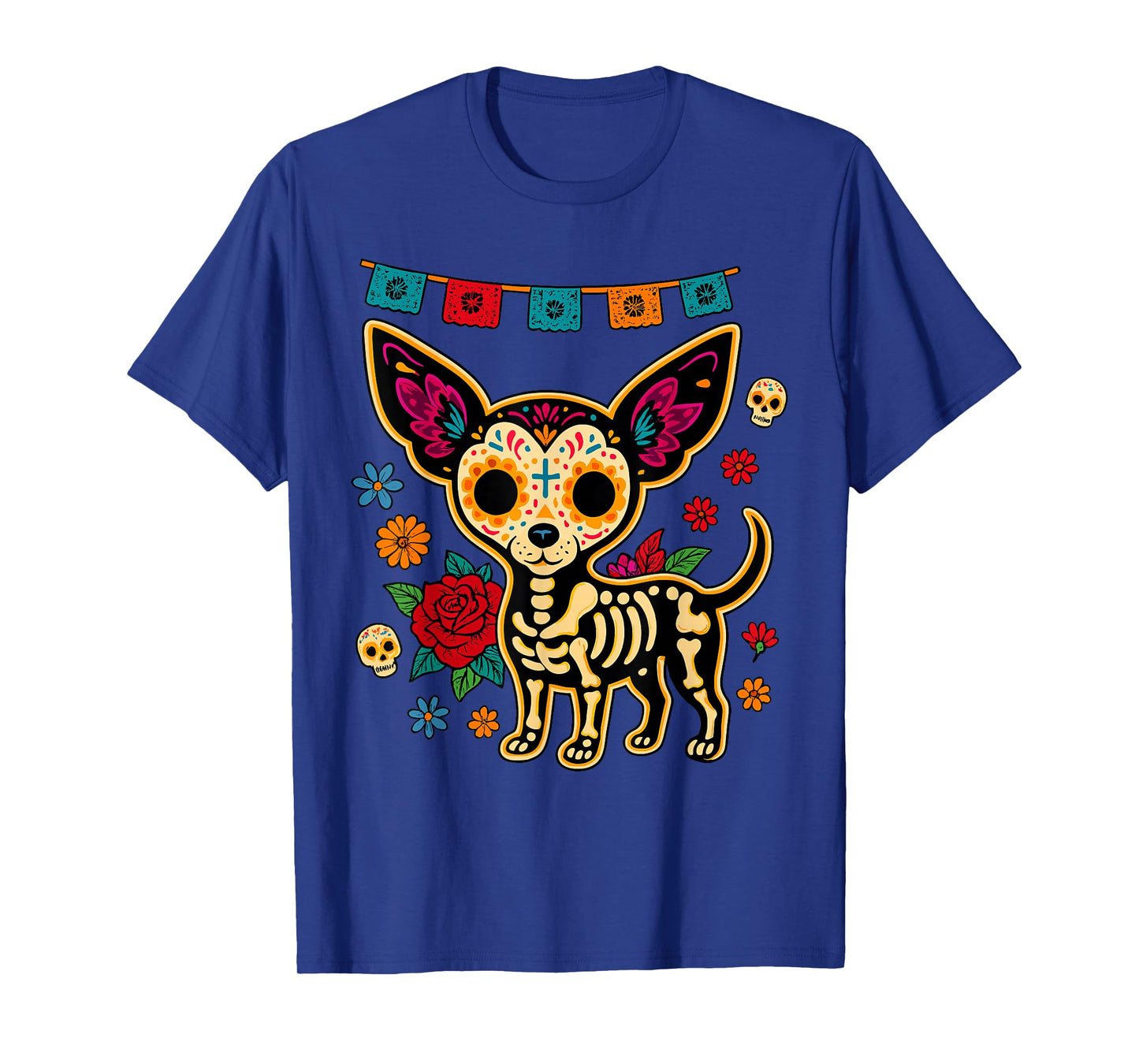 Sugar Skull Chihuahua Día de Los Muertos Dog Halloween Art T-Shirt