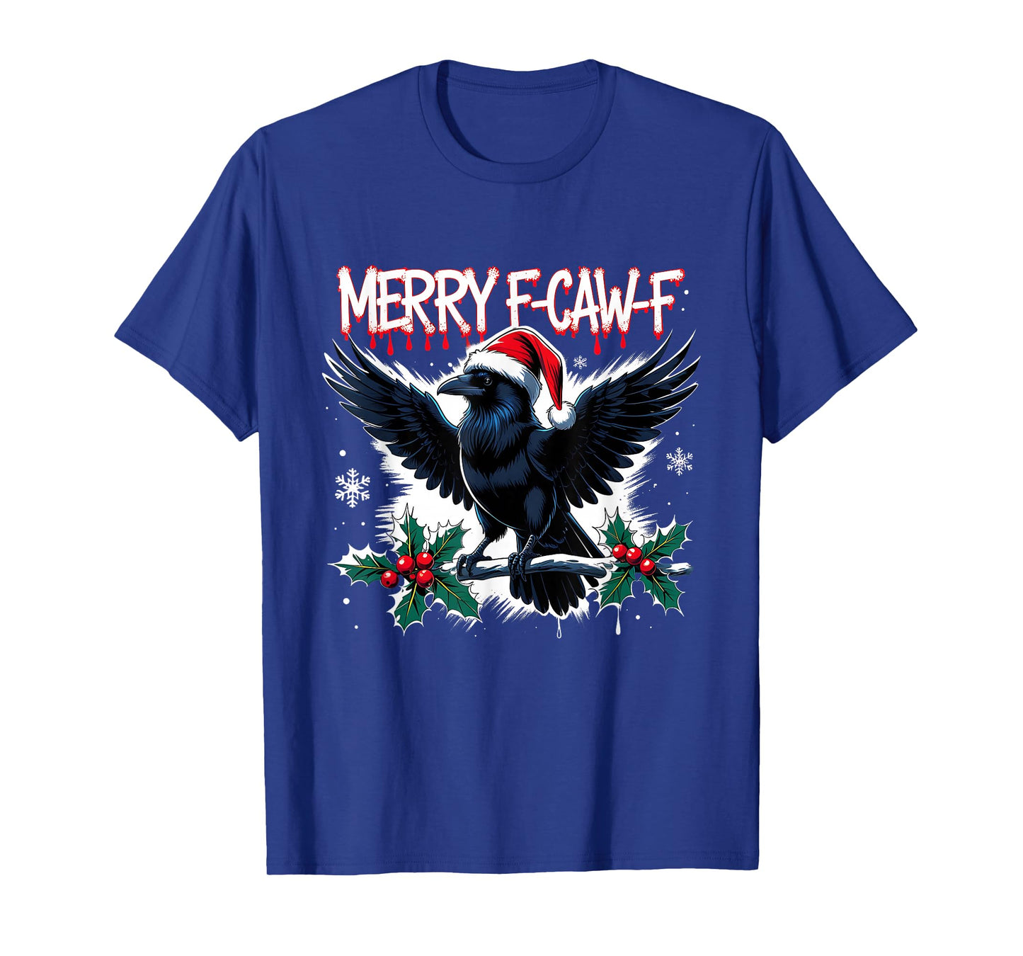Merry F-Caw-F Raven Funny Christmas Holiday Cool Meme T-Shirt