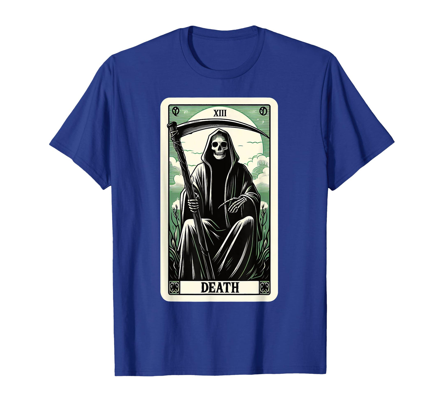 Blackcraft Clothing & Fortune Telling Accessories Tarot Card Death XIII, Satanic Goth Halloween Grim Reaper T-Shirt, Small