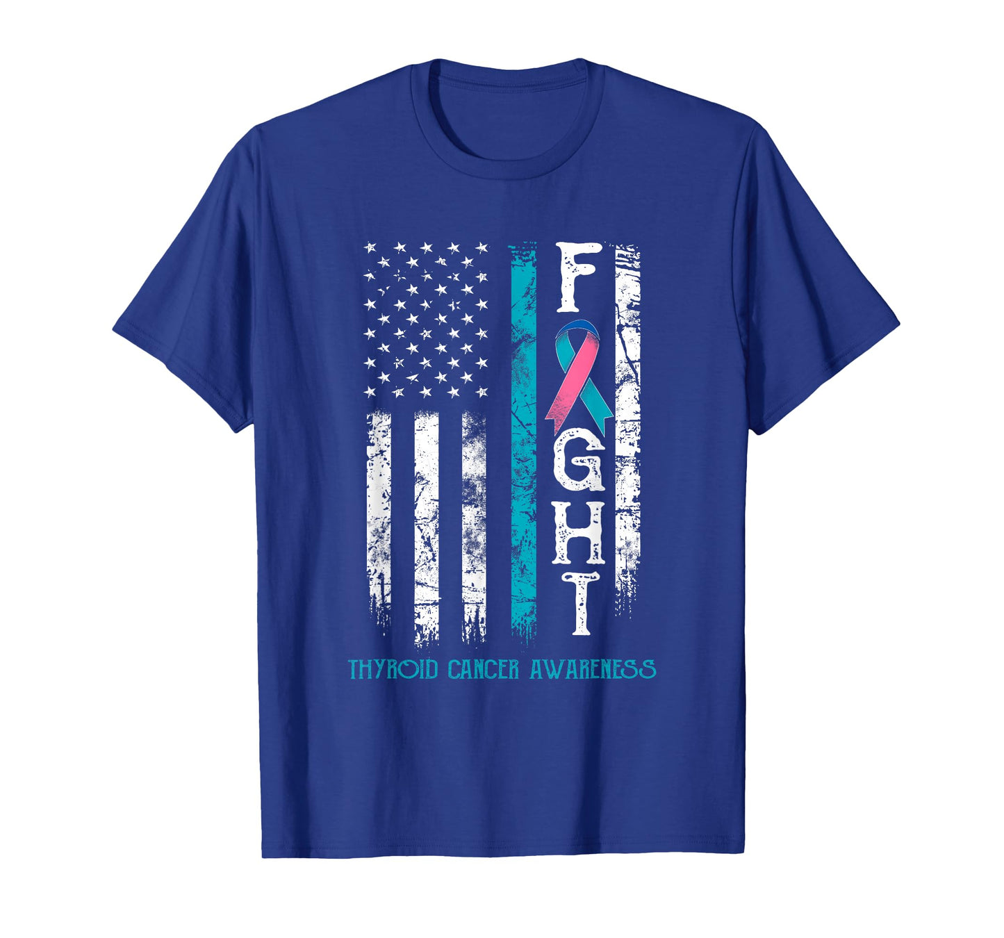 Thyroid Cancer Warrior US Flag T-Shirt