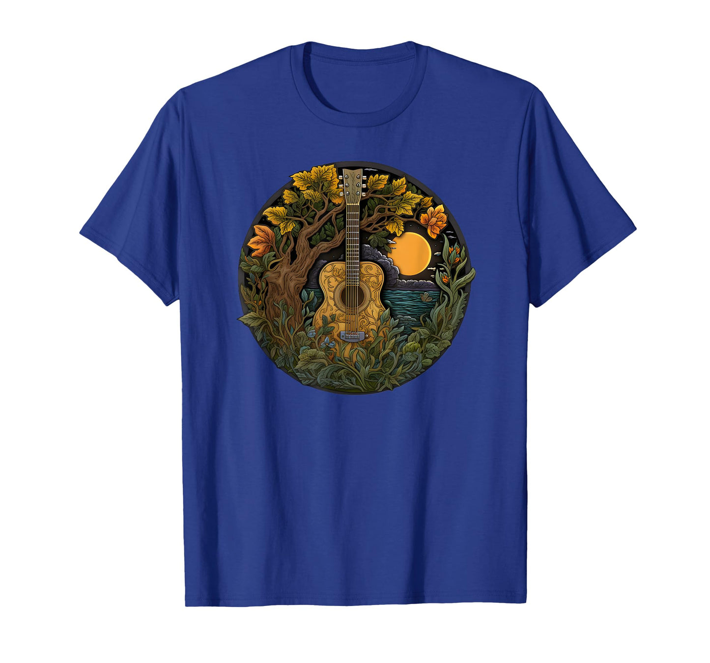 Acoustic Guitar Tree Guitarist Landscape Nature Music Lover T-Shirt
