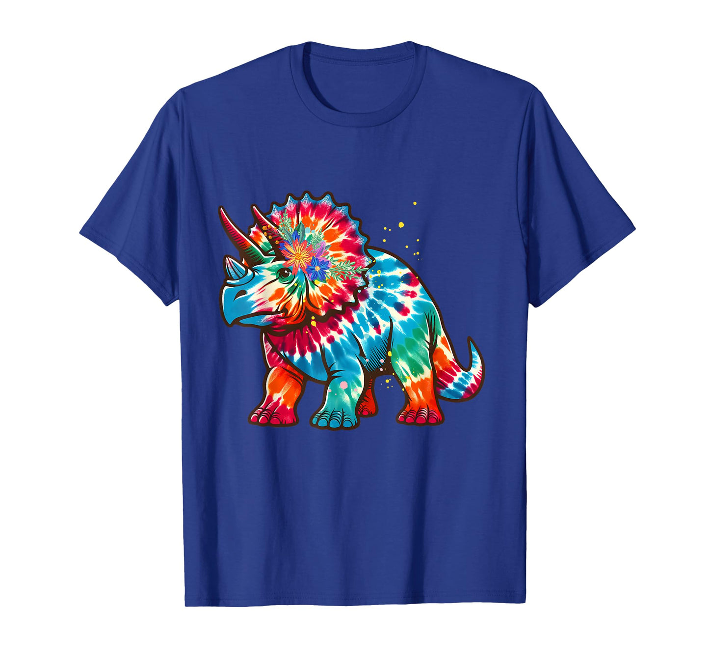 Tie Dye Color Triceratops Tie Dyed Dinosaur Prehistoric Dino T-Shirt