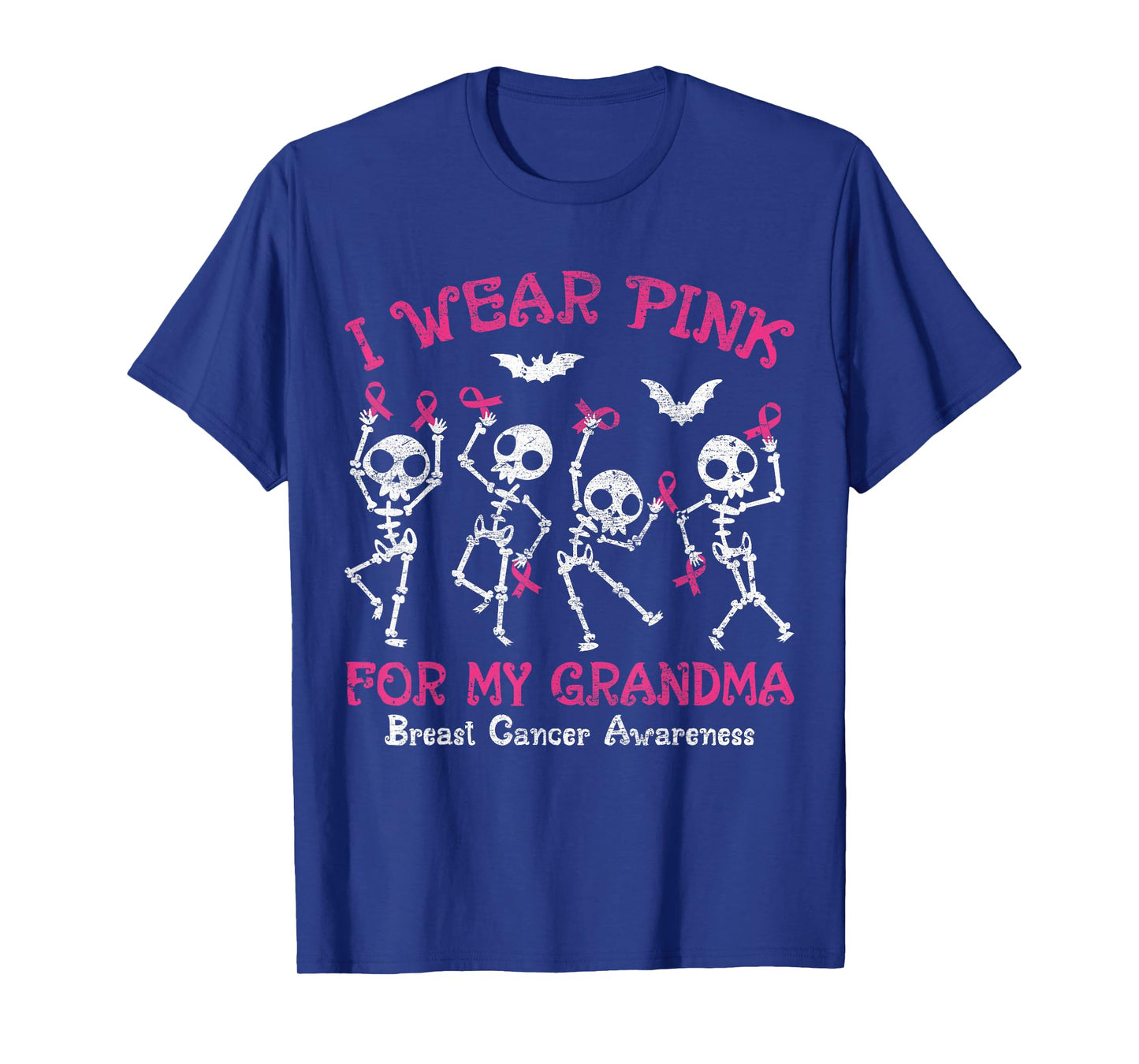 I Wear Pink For My Grandma Breast Cancer Awareness Skeletons T-Shirt