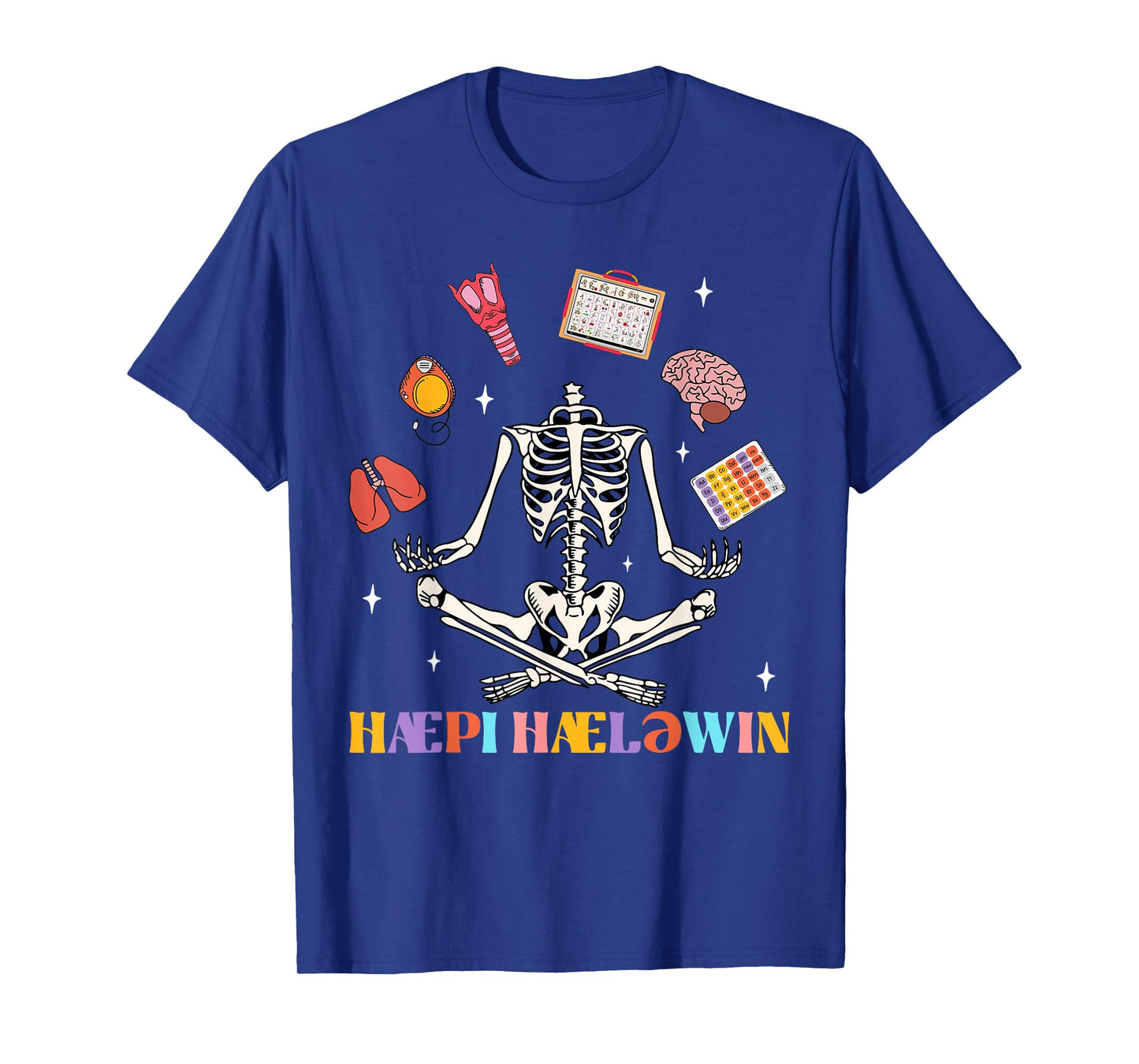 Speech Therapy Therapist SLP Spooky Skeleton Halloween Funny T-Shirt