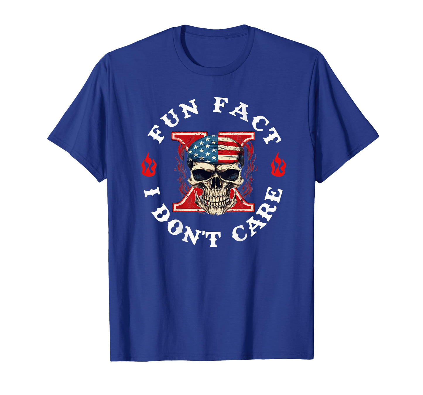 Fun Fact I Don't Care Funny Skeleton Sarcastic (ON Back) T-Shirt