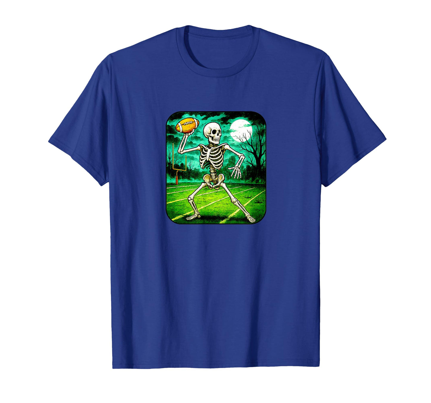 Skeleton Football Player Quarterback Field Moon Field Goal T-Shirt