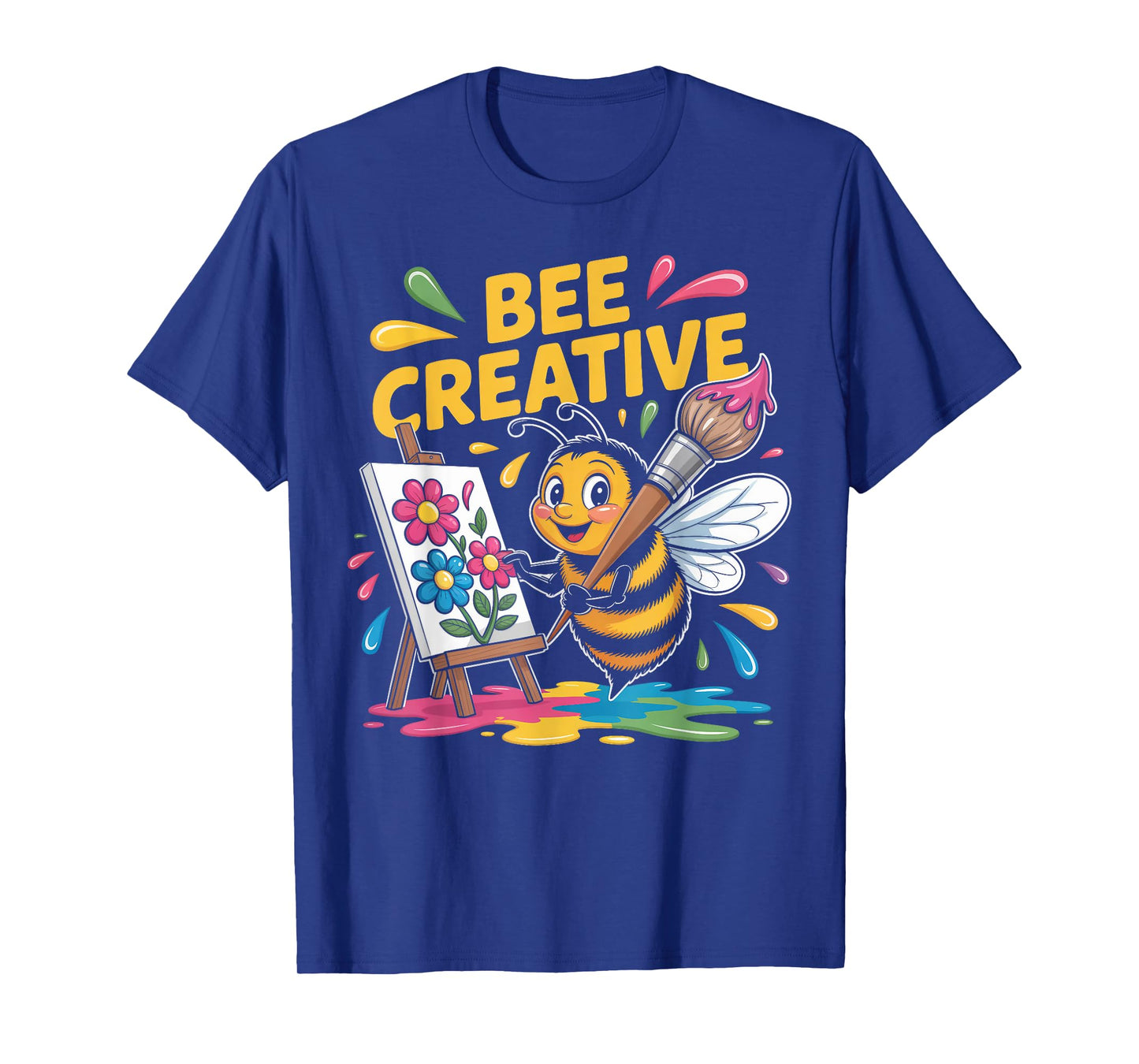 Bee Creative Cute Painting Bee with Flowers T-Shirt