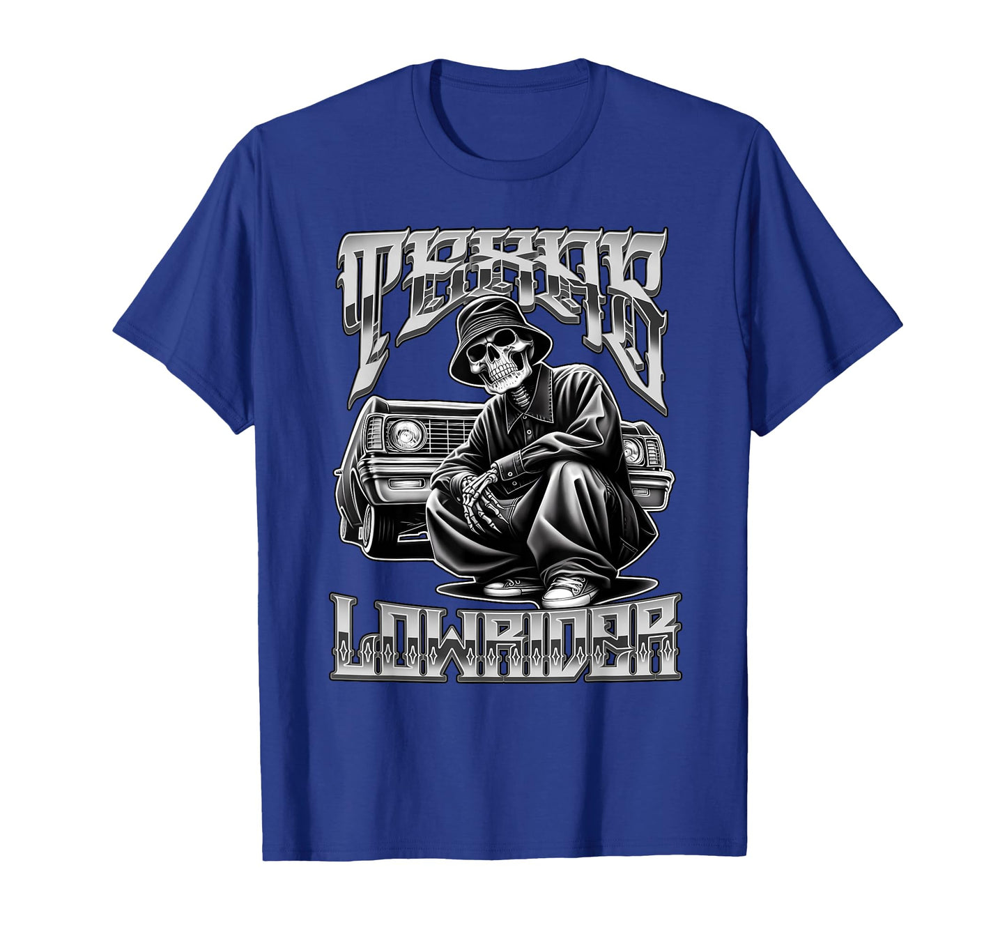 Texas Low Rider Chicano Tattoo Art Old School Cholo Skeleton T-Shirt