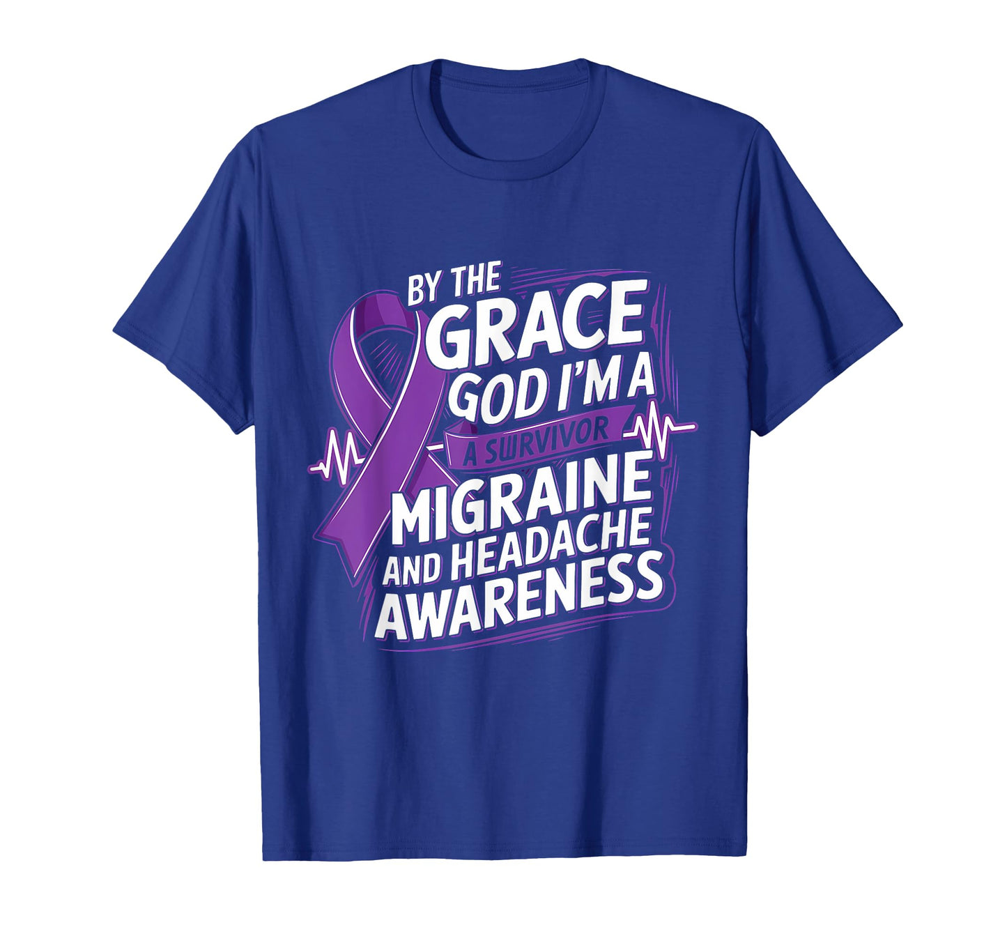Migraine And Headache Awareness I'm A Survivor Purple Ribbon T-Shirt
