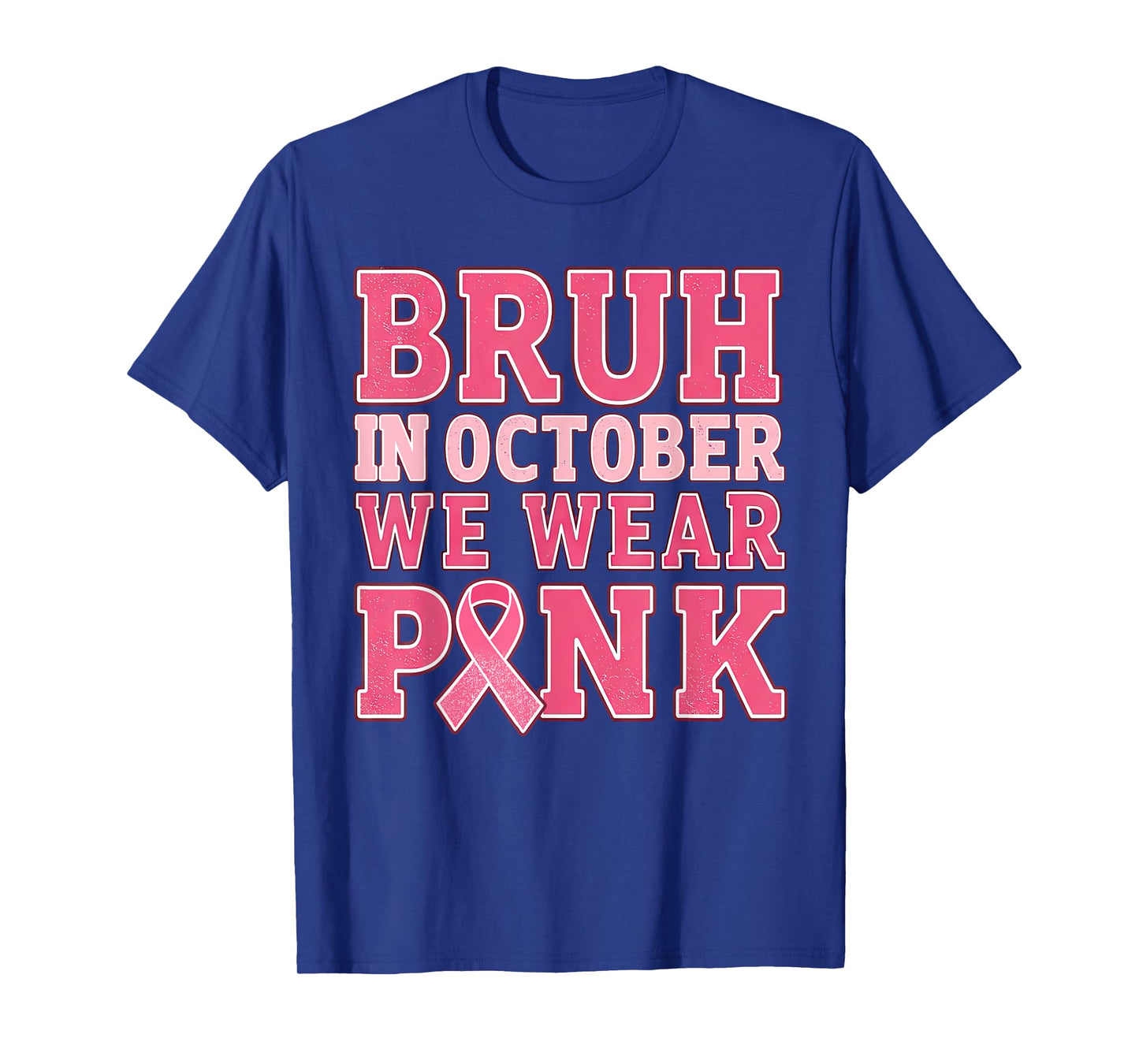 Breast Cancer Tee for Kids Boys Bruh In October Wear Pink T-Shirt