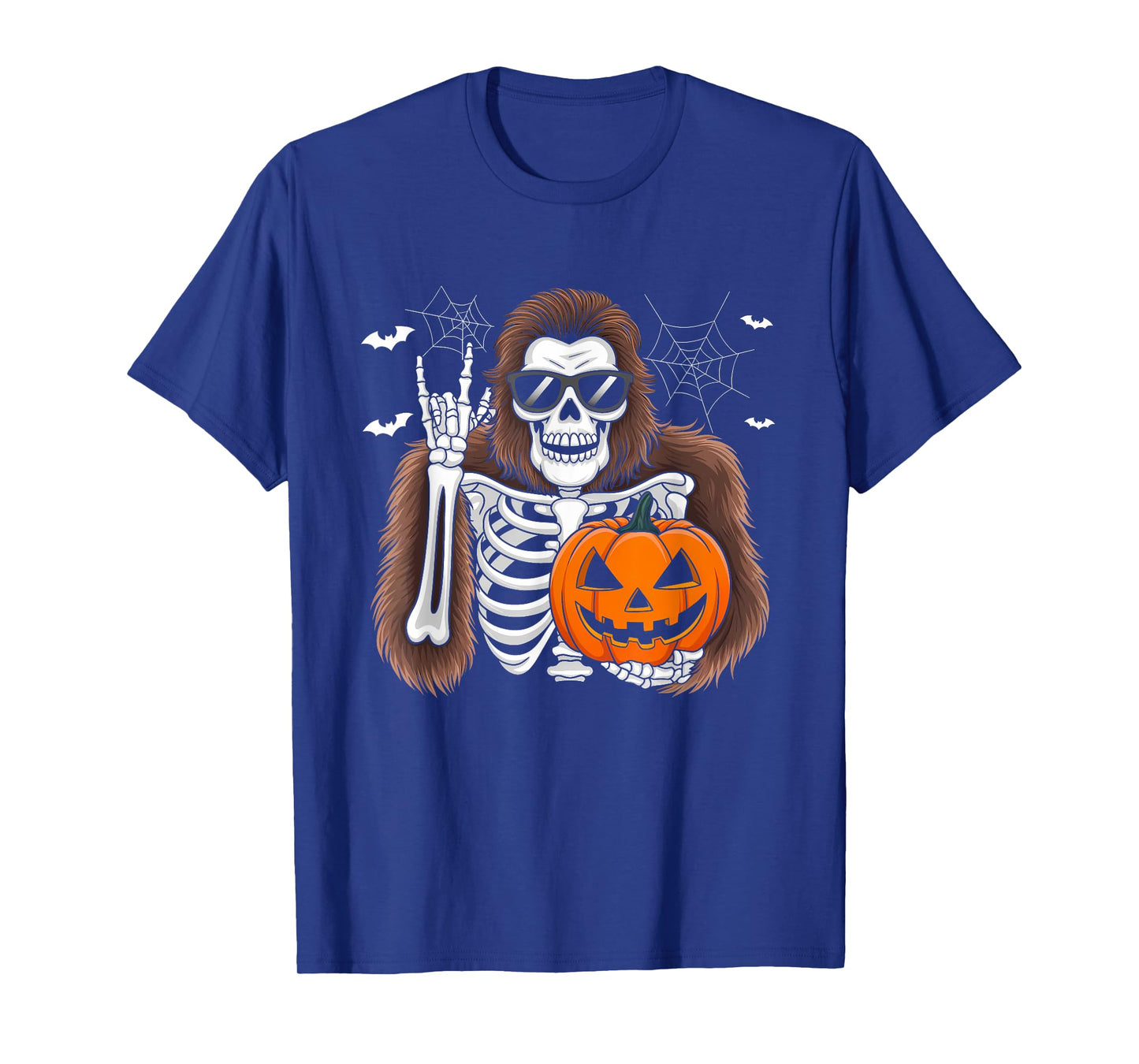 Fun Spooky Bigfoot Jack O Lantern Skeleton Halloween Men T-Shirt
