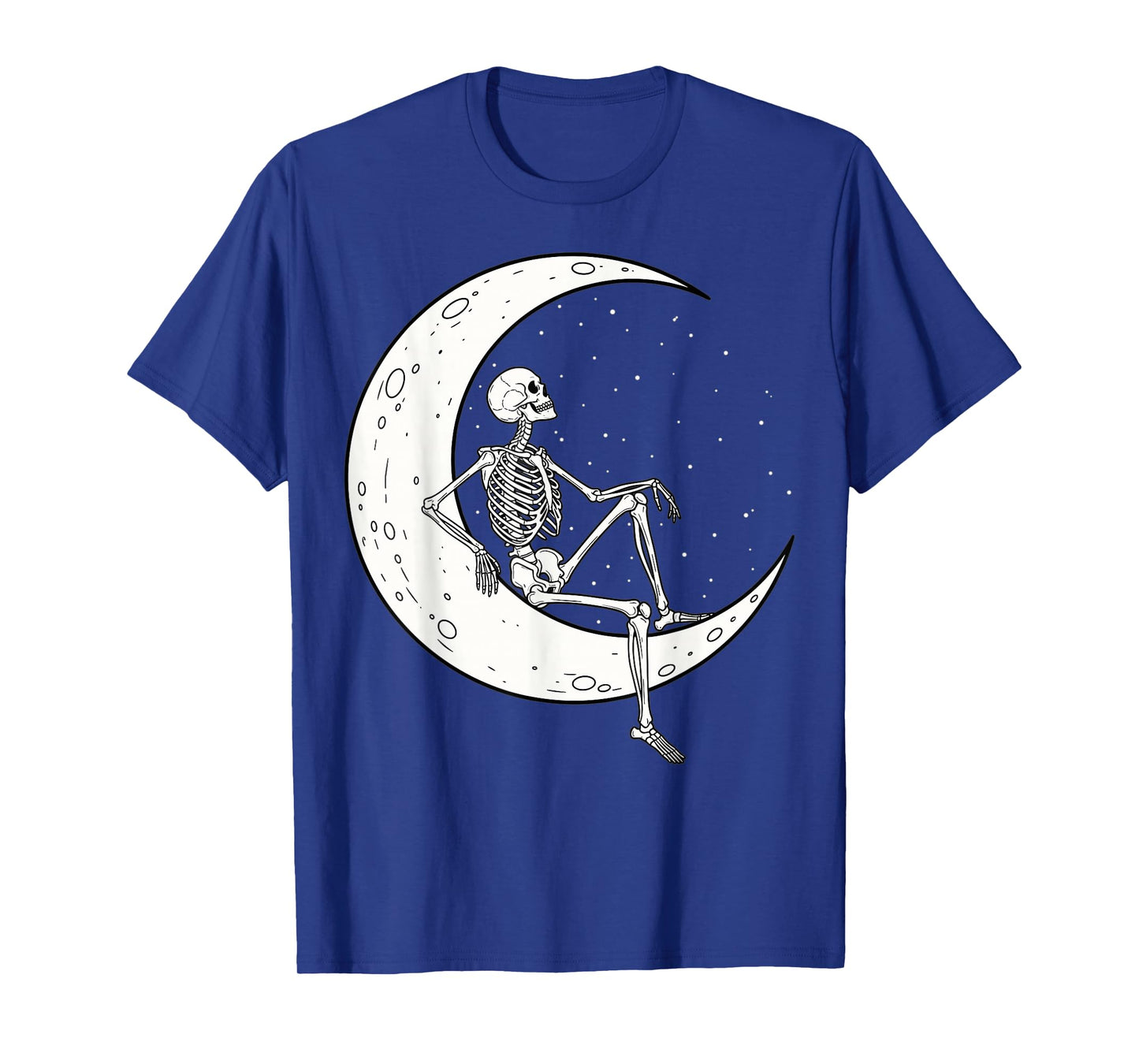 Skeleton Sitting On Moon Spooky Halloween Aesthetic T-Shirt