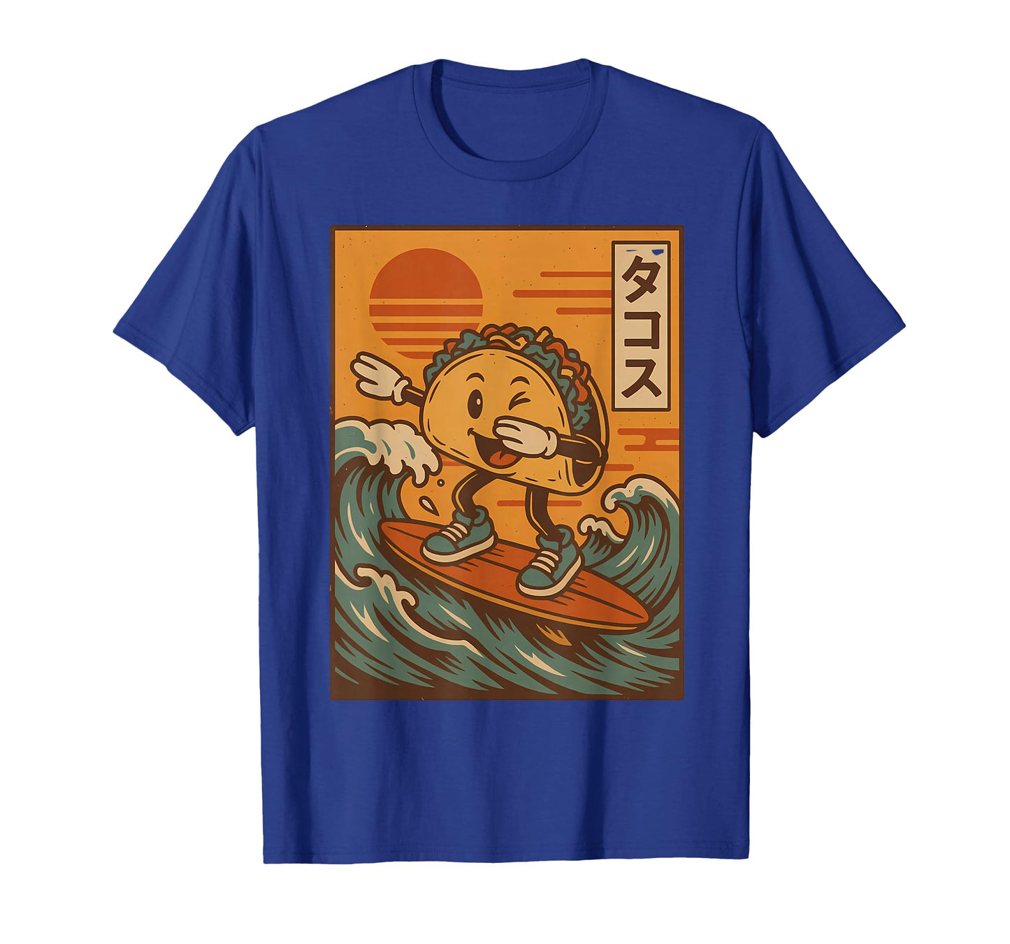 Tacos Surf Dabbing Wave Japanese Culture Ukiyo-e Paper Art T-Shirt