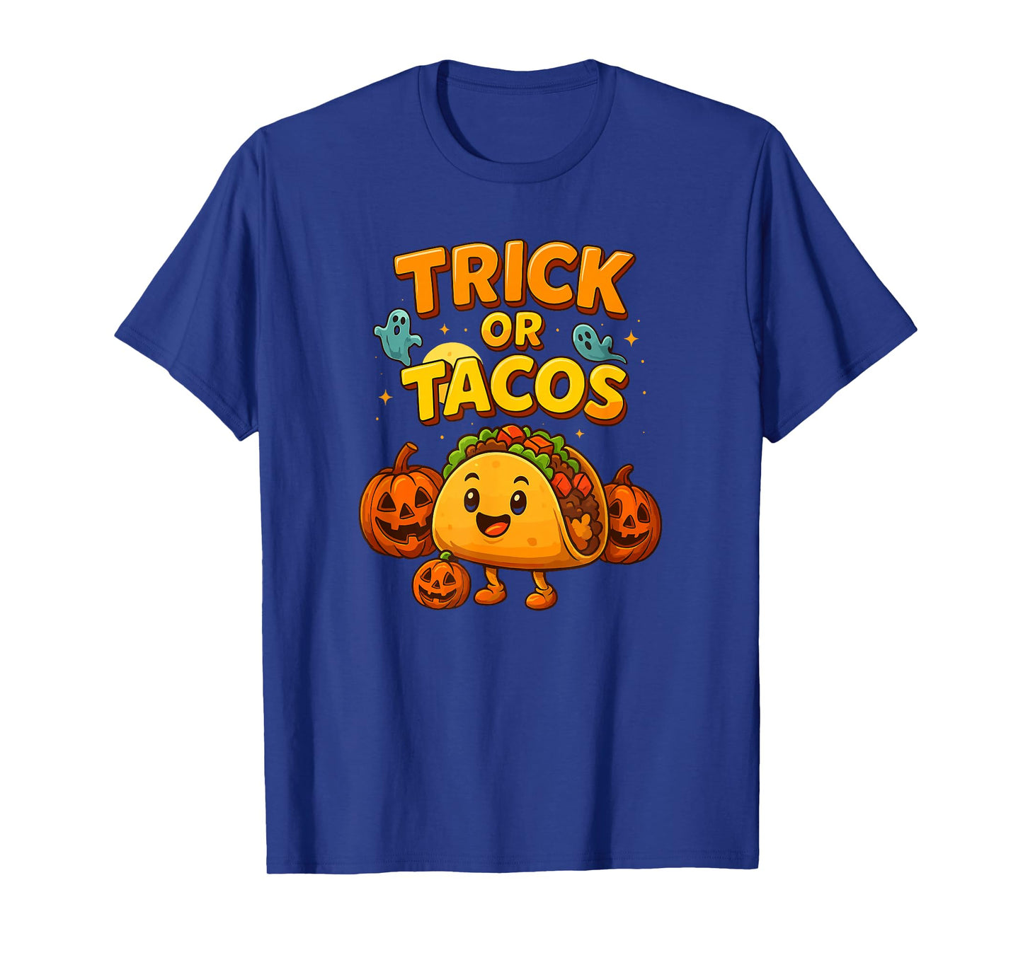 Trick Or Tacos Funny Halloween Design Spooky Pumpkin T-Shirt