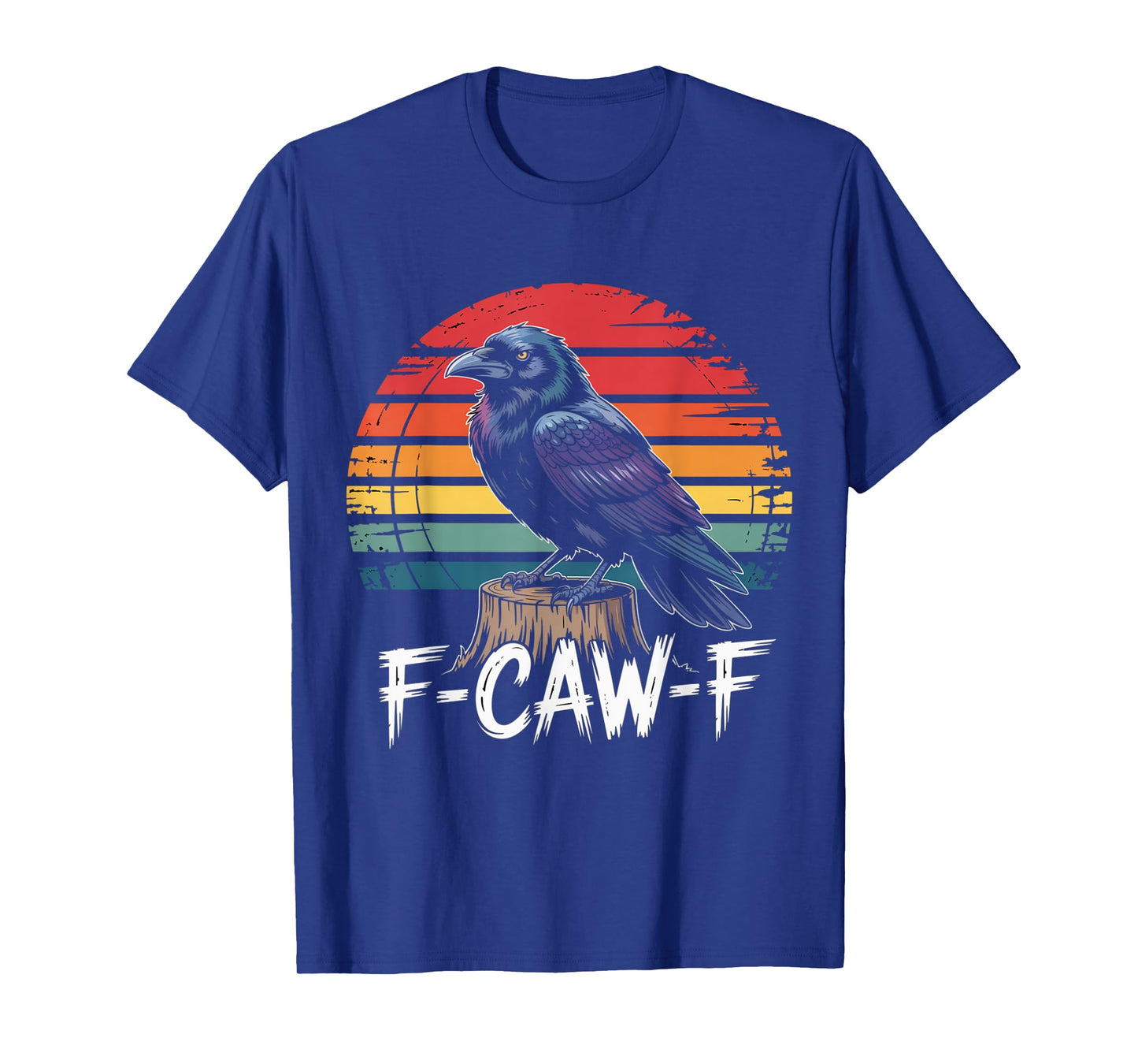 Vintage F-Caw-F Crow Bird Crawing Black Bird Crow Sunset T-Shirt
