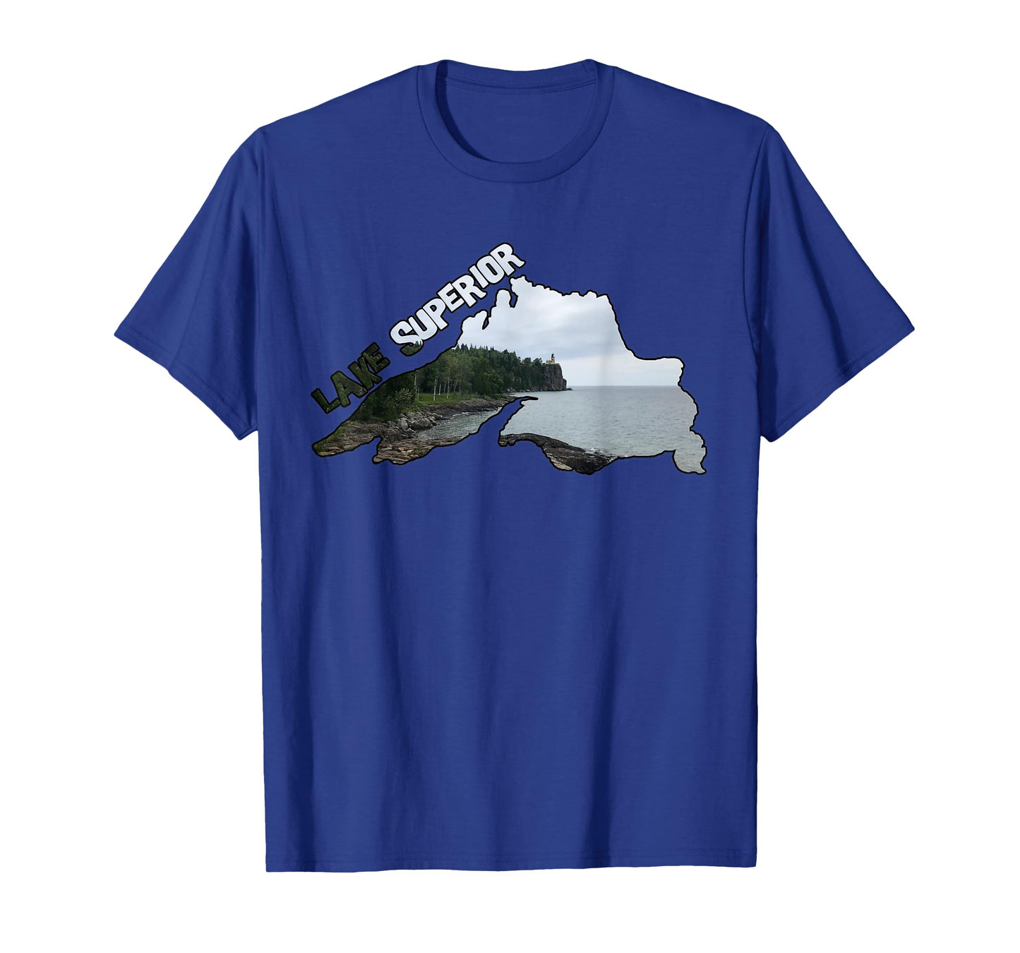 Lake Superior Outline (Split Rock Lighthouse) T-Shirt