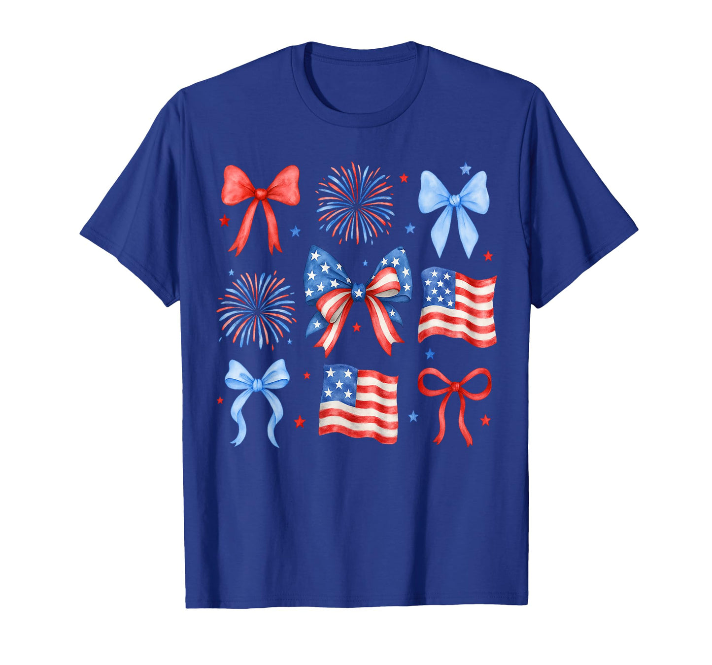 Coquette Bow 4th of July Patriotic Women Girl American Flag T-Shirt
