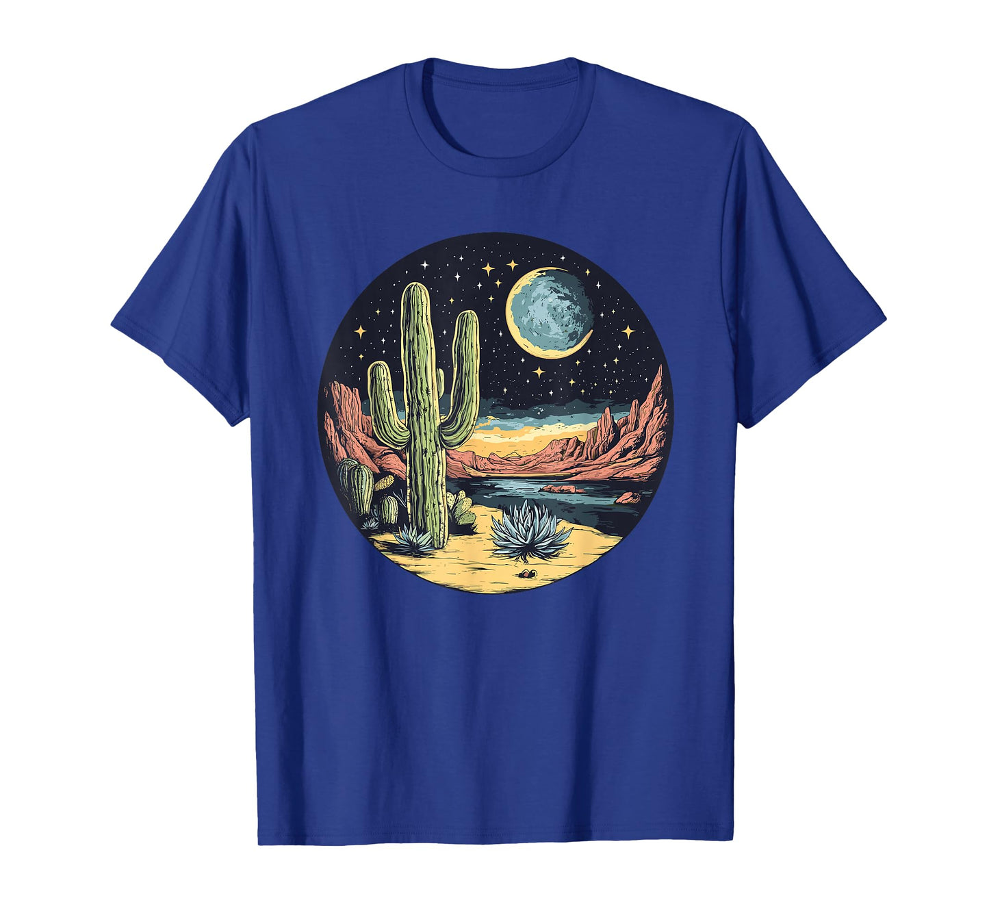 Stunning Cactus Moon Desert Landscape Art T-Shirt