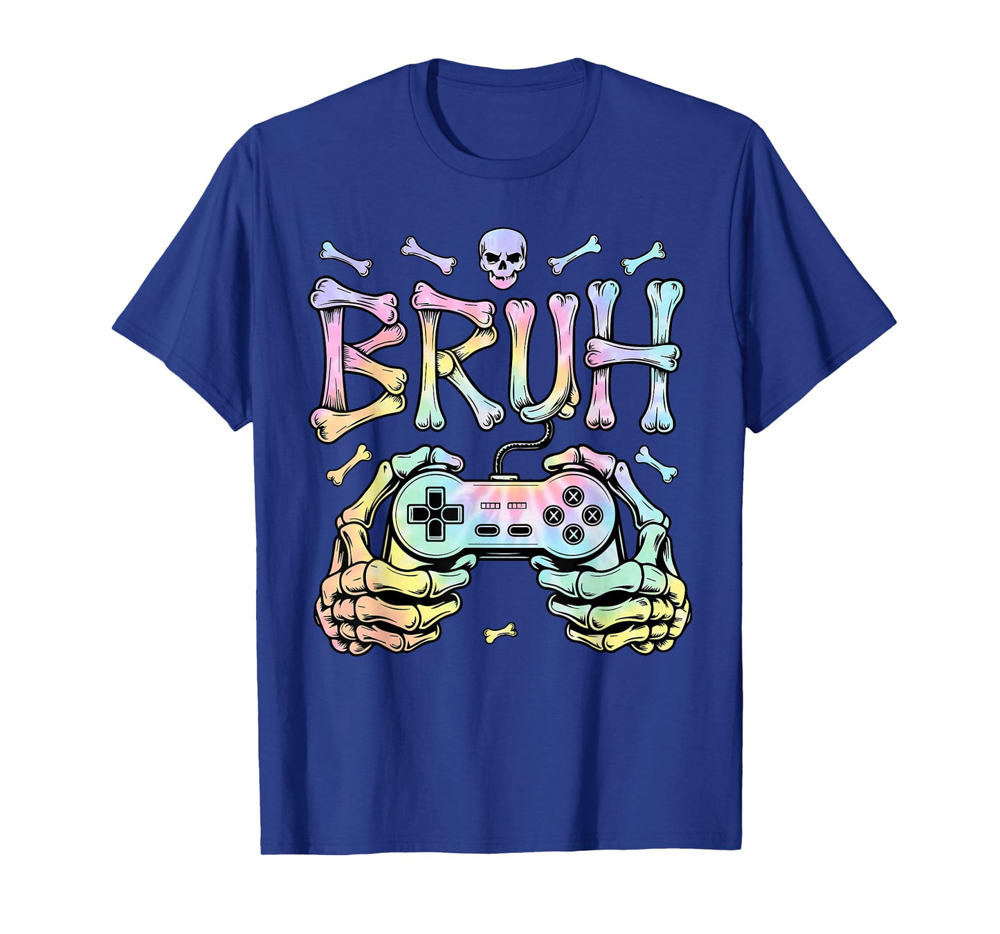 Tie Dye Bruh Skeleton Gamer Controller, Halloween Gaming Kid T-Shirt