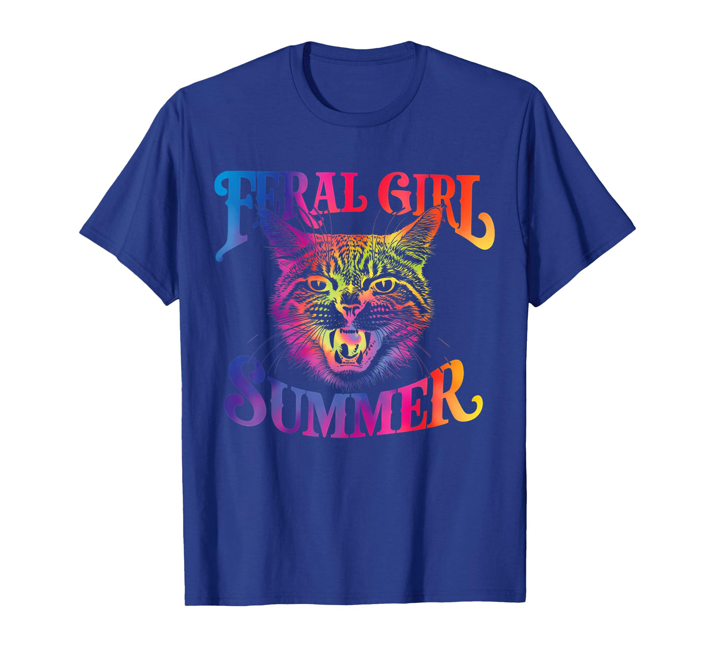 Feral Girl Summer Funny Cat For Summer Vacation T-Shirt