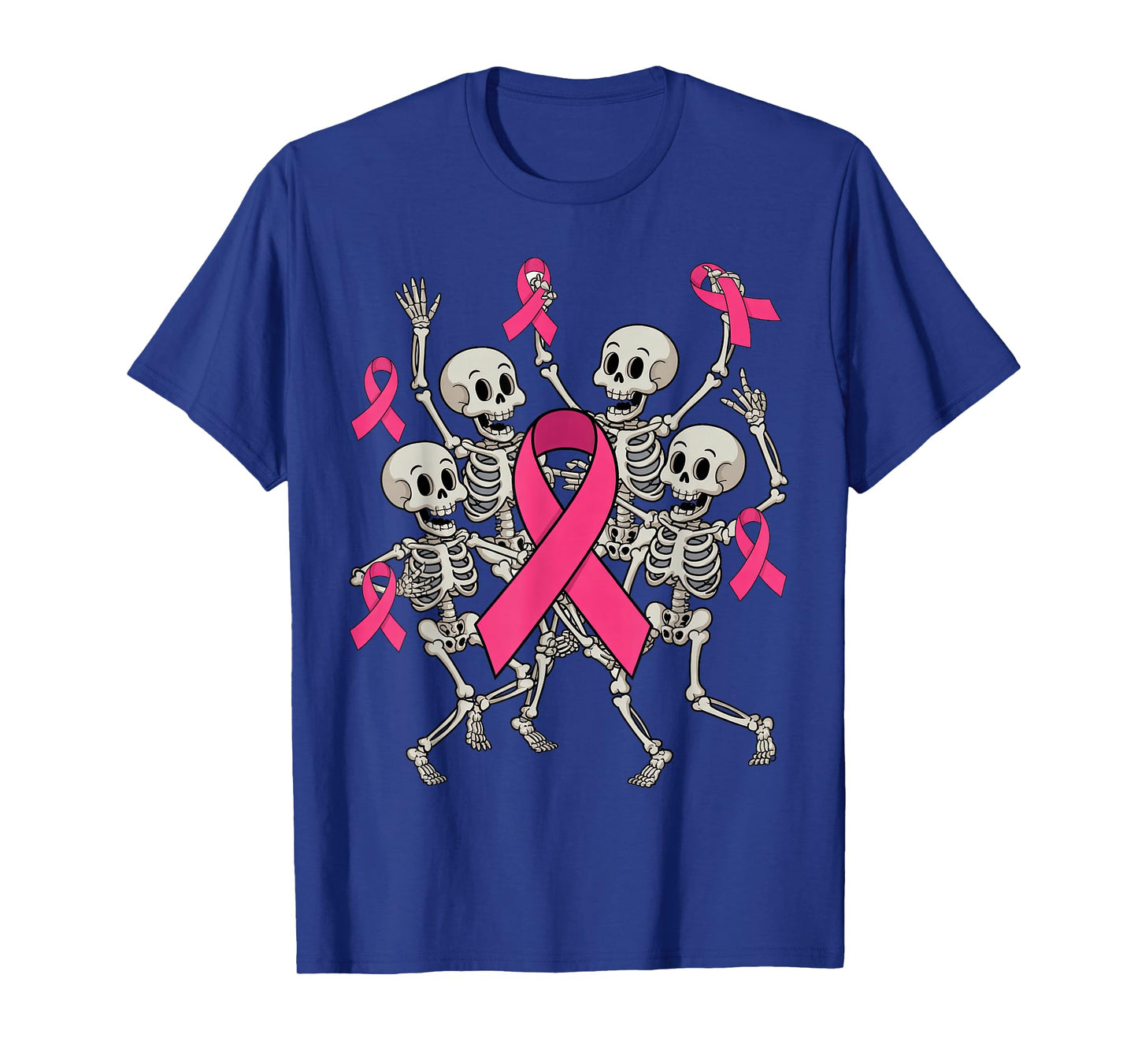 Family Matching Pink Ribbon Skeletons Breast Cancer Support T-Shirt