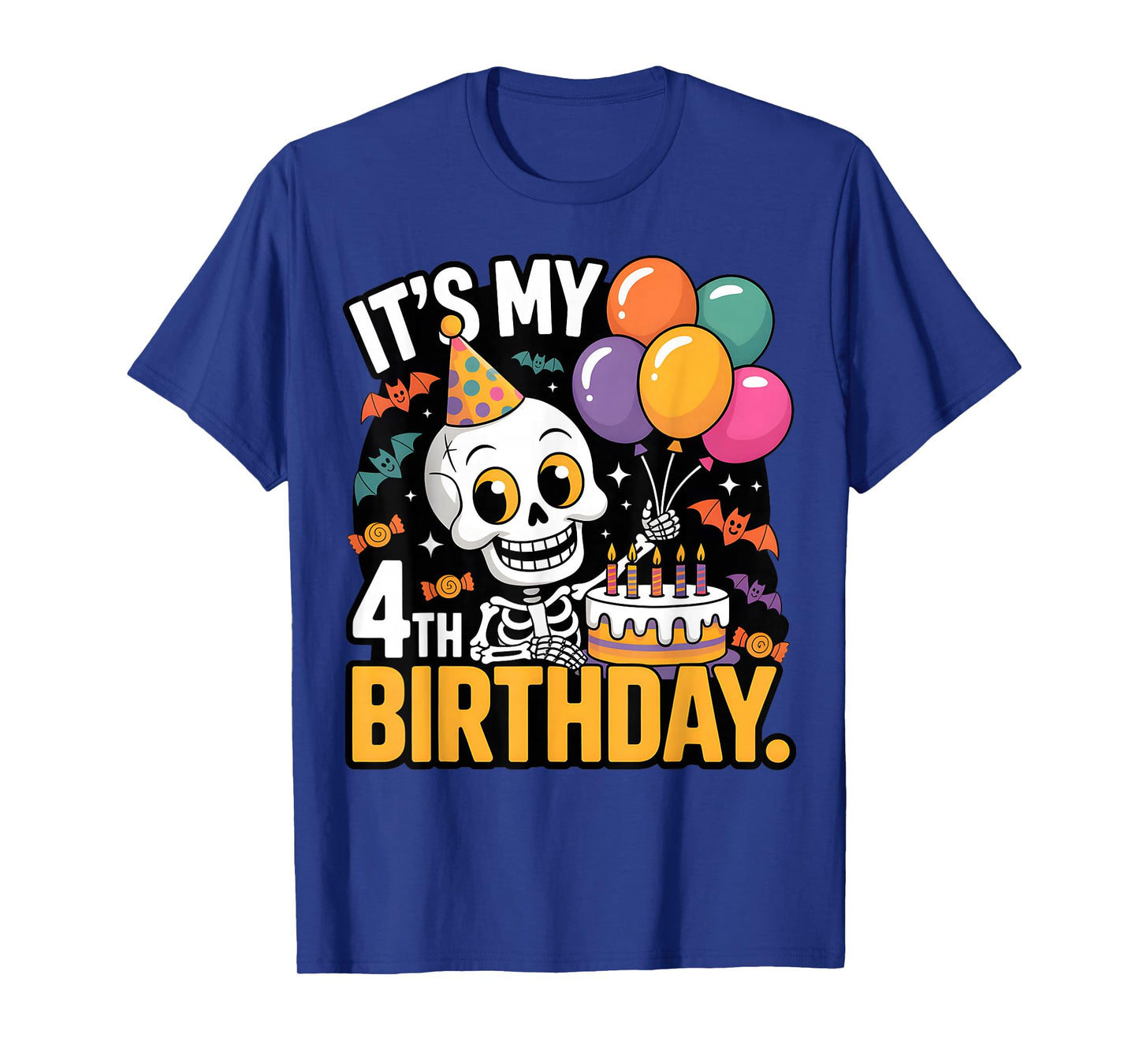 Halloween Skeleton 4th Birthday Outfit for Kids T-Shirt